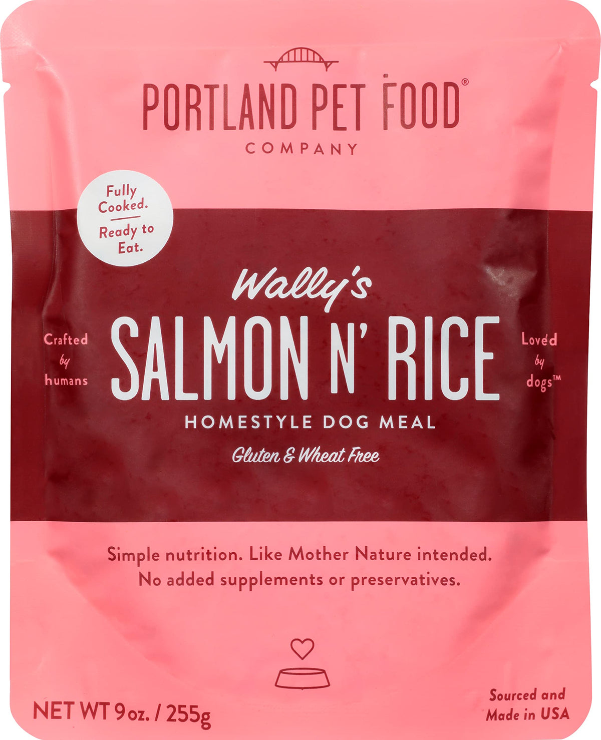 CRAFTED BY HUMANS LOVED BY DOGS Portland PET Food Company Wally's Salmon N Rice Dog Meal, 9 OZ