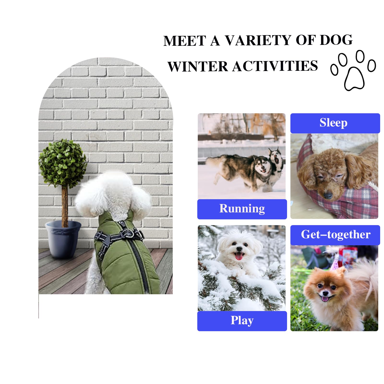 Furry King Dog Winter Coat With Harness, 7 Colors, Waterproof, Fleece Lined. (Green, 4Xl)