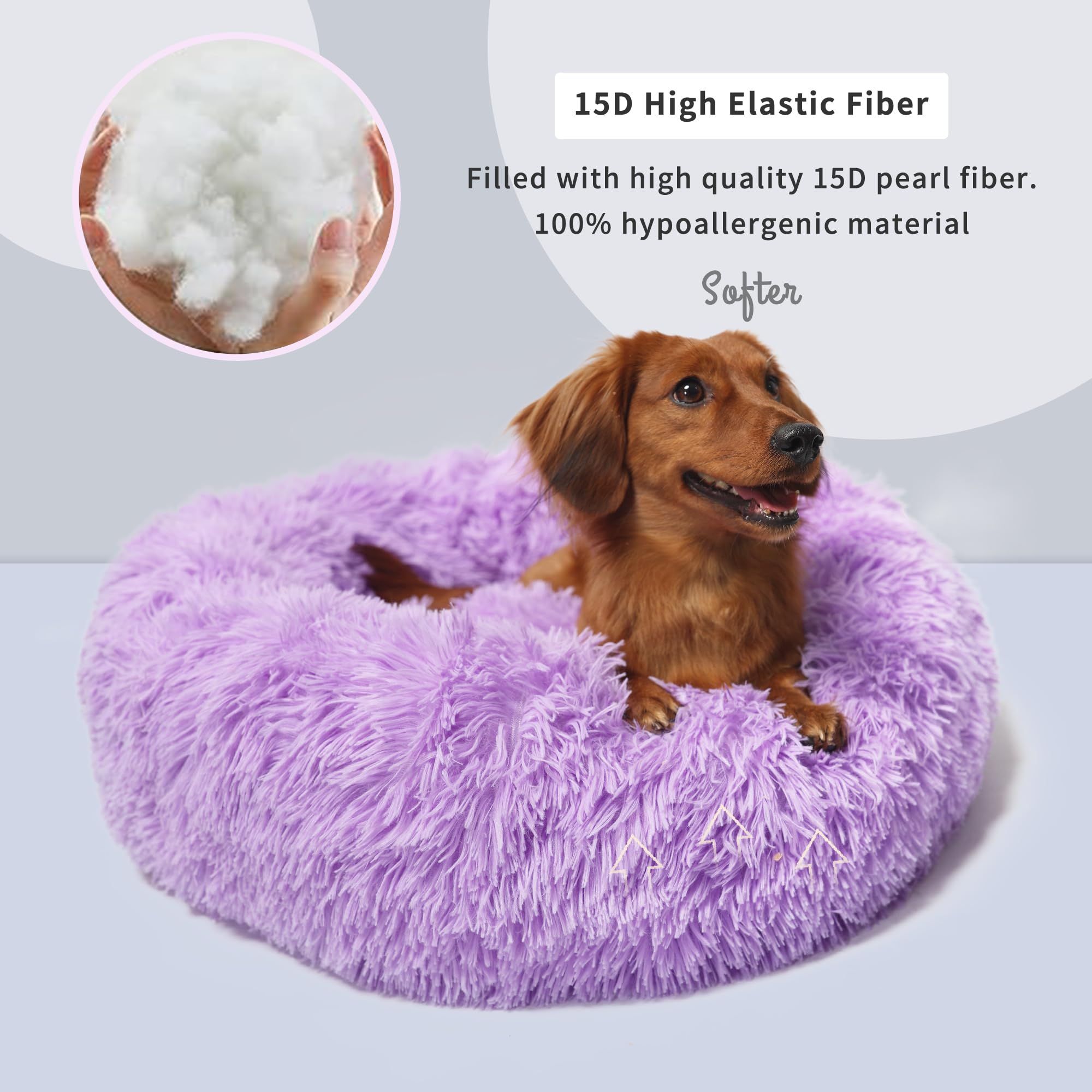 Dog Beds For Medium Dogs Washable 30 Inches Purple Fits Up To 45 Lbs Pets Beds Fluffy Anti Anxiety