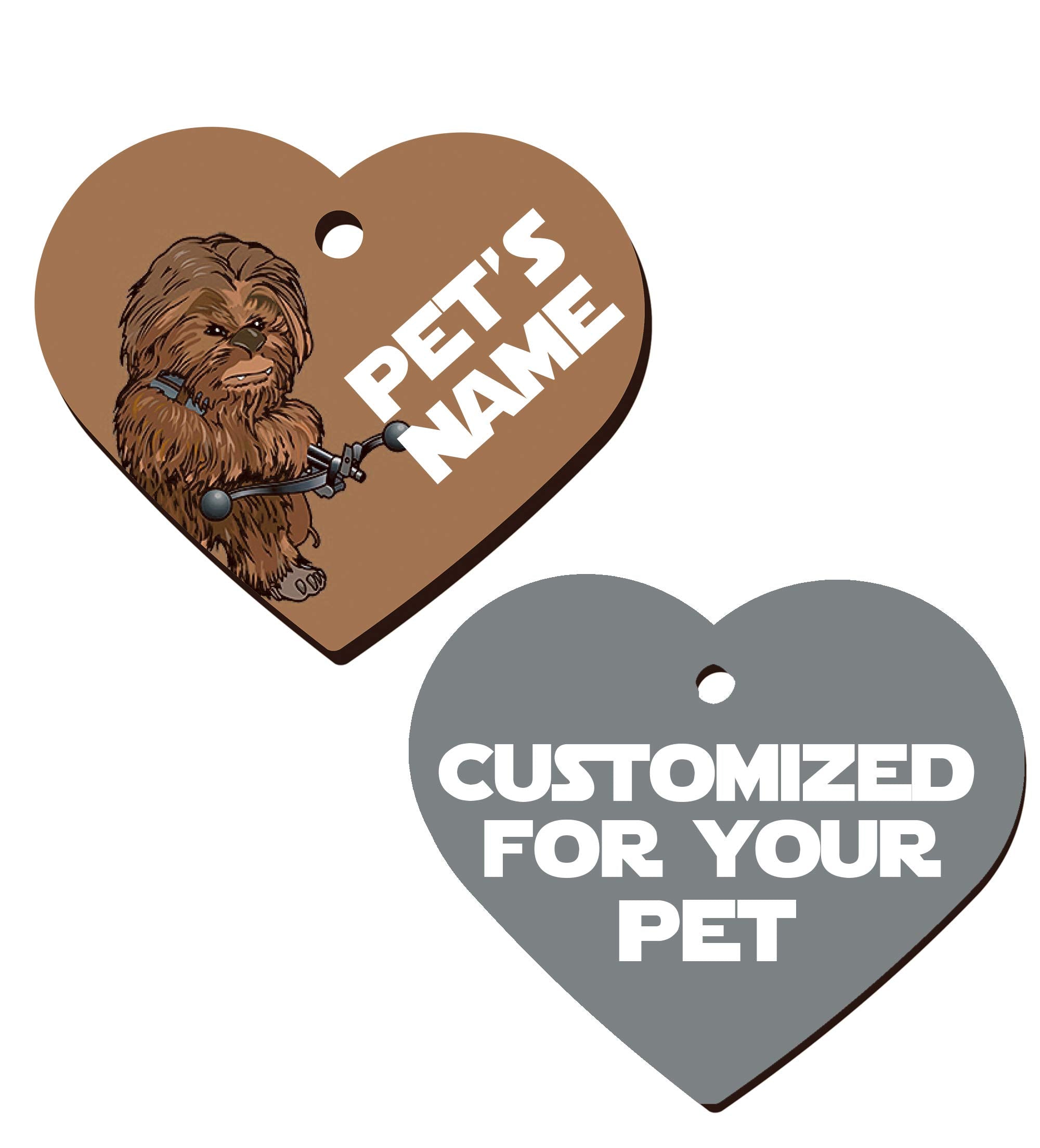 Udesignusa Double Sided Pet Id Tags For Dogs & Cats Personalized For Your Pet (Chewbacca, Heart Shaped)