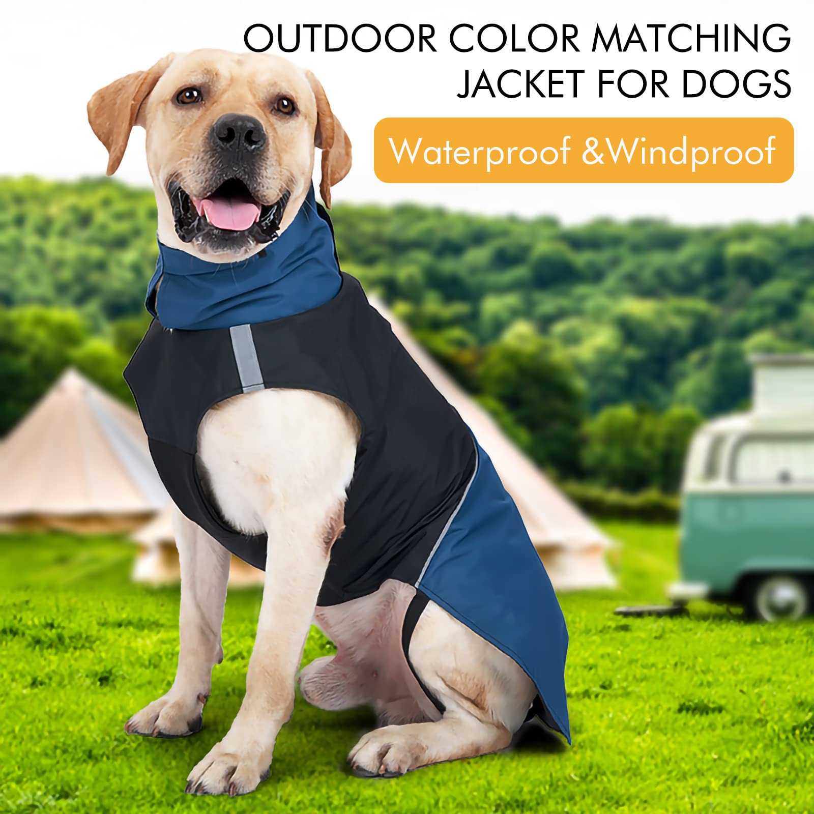 Windproof Dog Winter Jackets - Outdoor Coats With Waterproof Protection, Cold Weather Coats For Dogs, Blue Black Xxxl