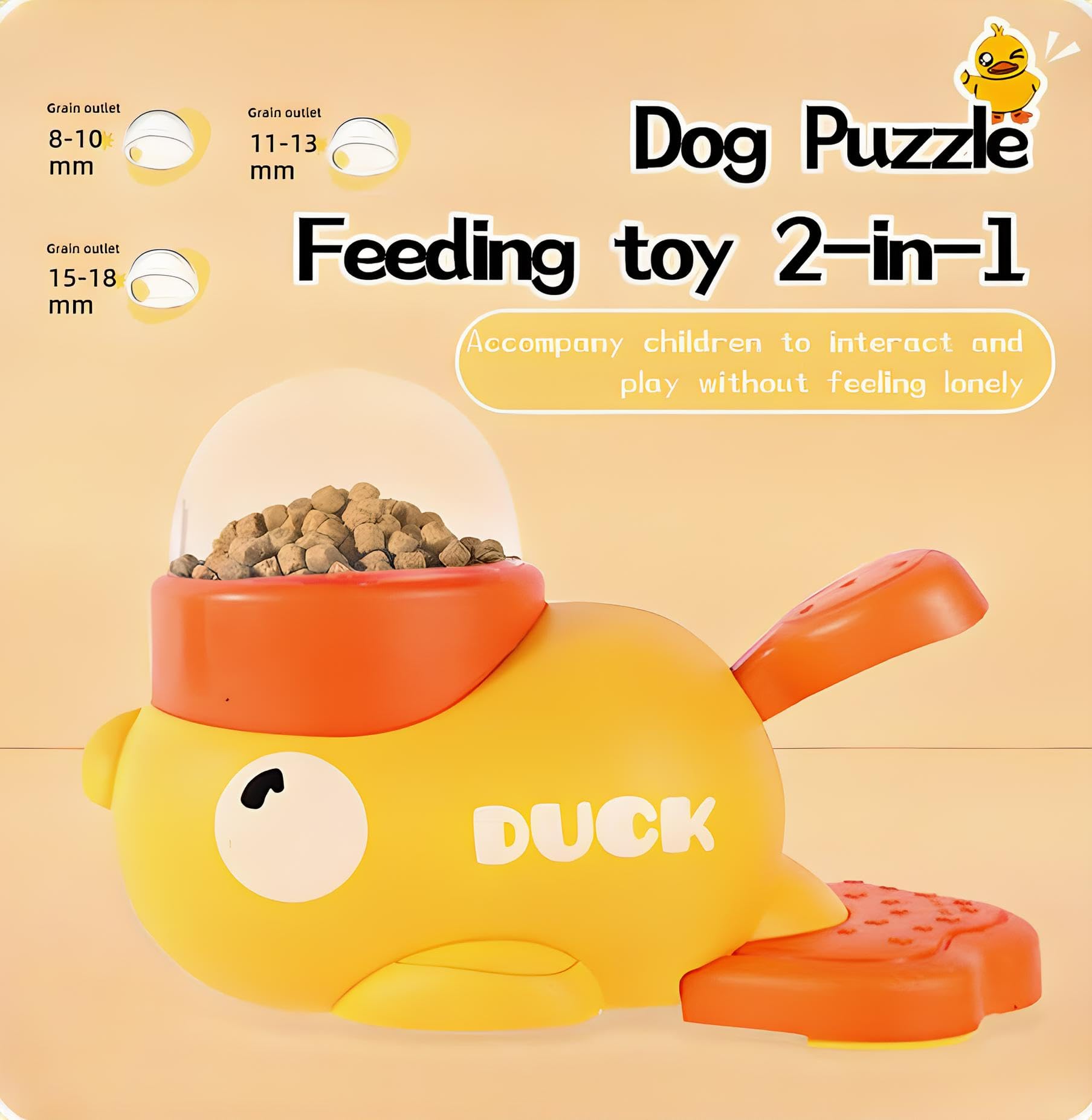 Tasmegol Dog Treat Dispenser Toy 2-in-1 Duck-Shaped Interactive Dog Food Slow Feeder Puzzle Toy