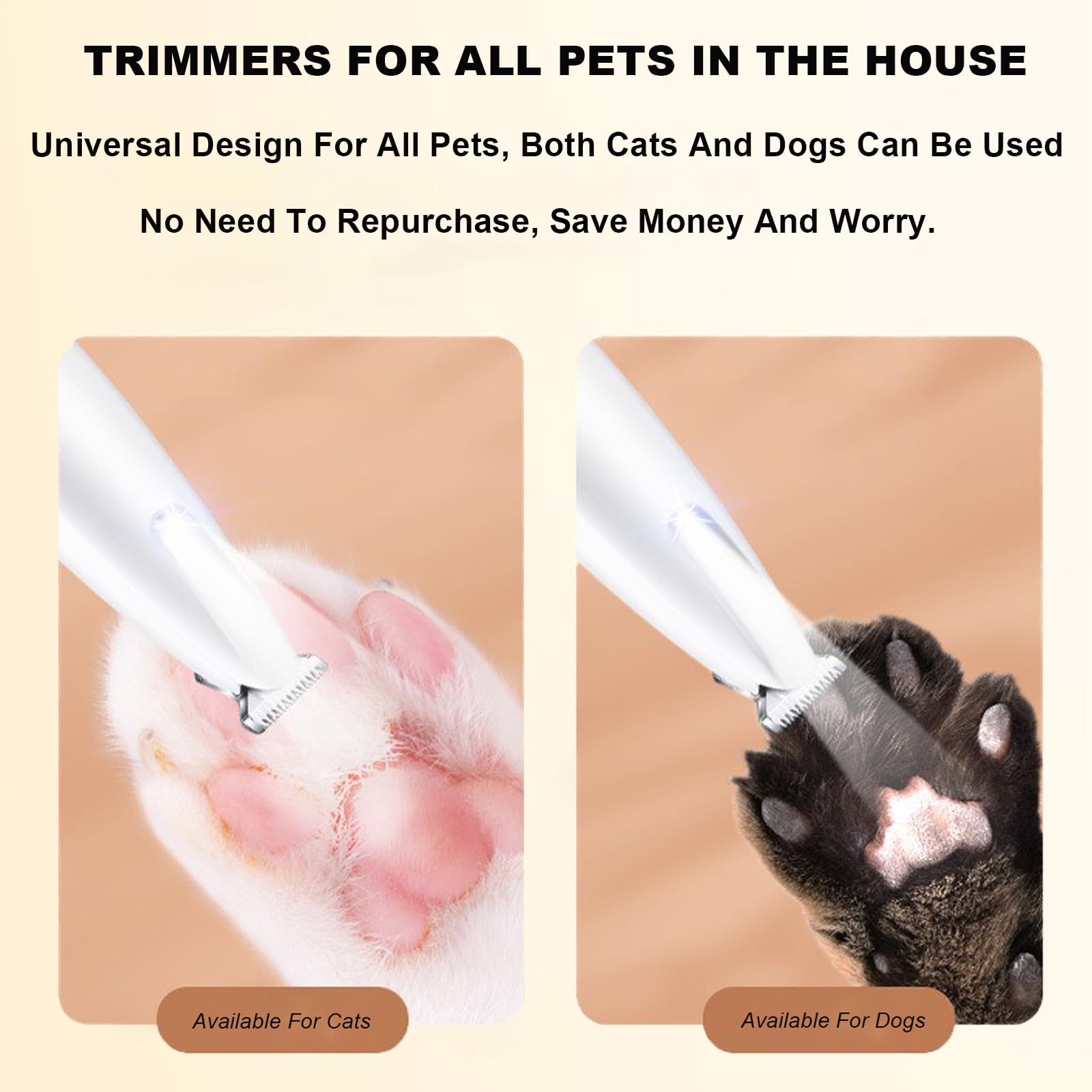 Generic Saffory Dog Trimmer, Pet Claw Trimmer With Led Light, Low Noise Usb Rechargeable Pet Clipper. Suitable For Dogs And Cats