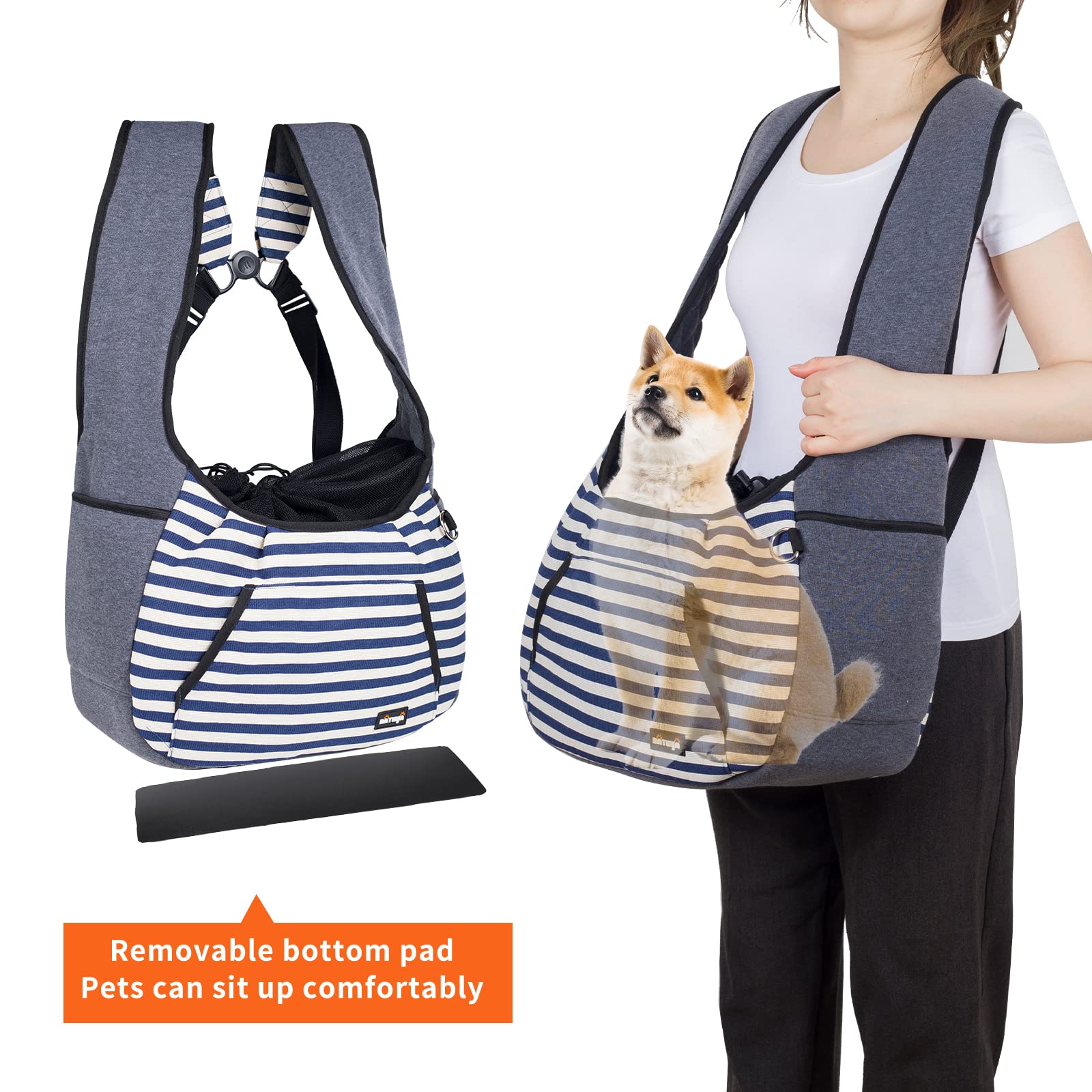 Natuya Dog Sling Carrier Puppy Carrier, Adjustable Pet Front Sling Carrier Travel Bag With Bottom Pad, Pet Carrier For Small Dog