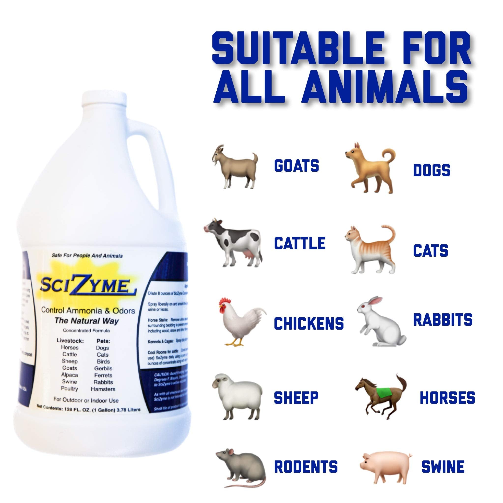 Scizyme - Enzyme Based Eliminator & Control Odors & Ammonia In Cooler Rooms, Barns, Trailers, Kennels, Etc. (Makes 16 Gallons)