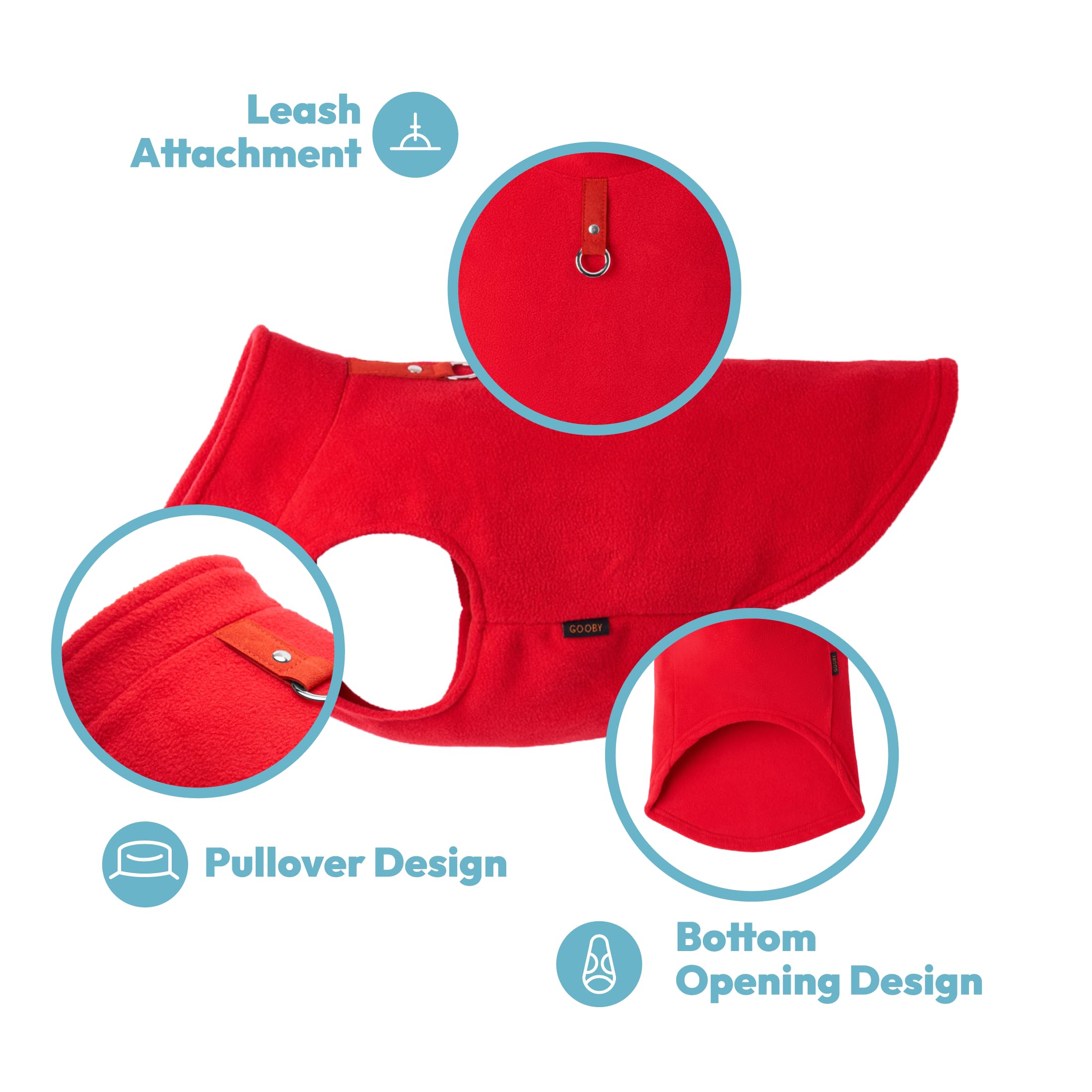 Gooby Fleece Vest Dog Sweater - Clay, X-Small - Warm Pullover Fleece Dog Jacket With O-Ring Leash - Winter Small Dog Sweater Coa