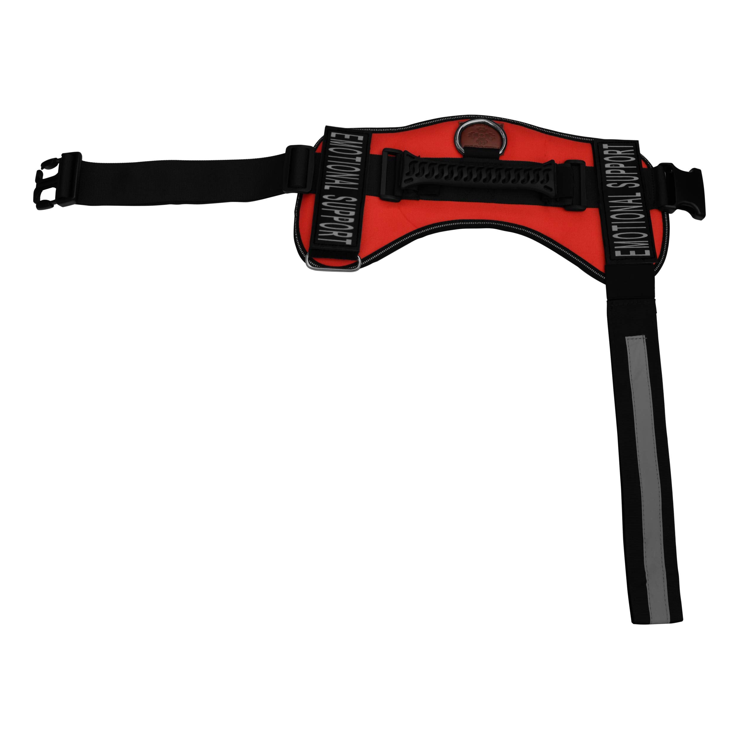 Albcorp Emotional Support Dog Vest - Reflective Harness With Adjustable Straps And 2 Hook And Loop Removable Patches, Woven Polyester & Nylon, Comfy Mesh Padding, Sturdy Handle. Extra Large, Red