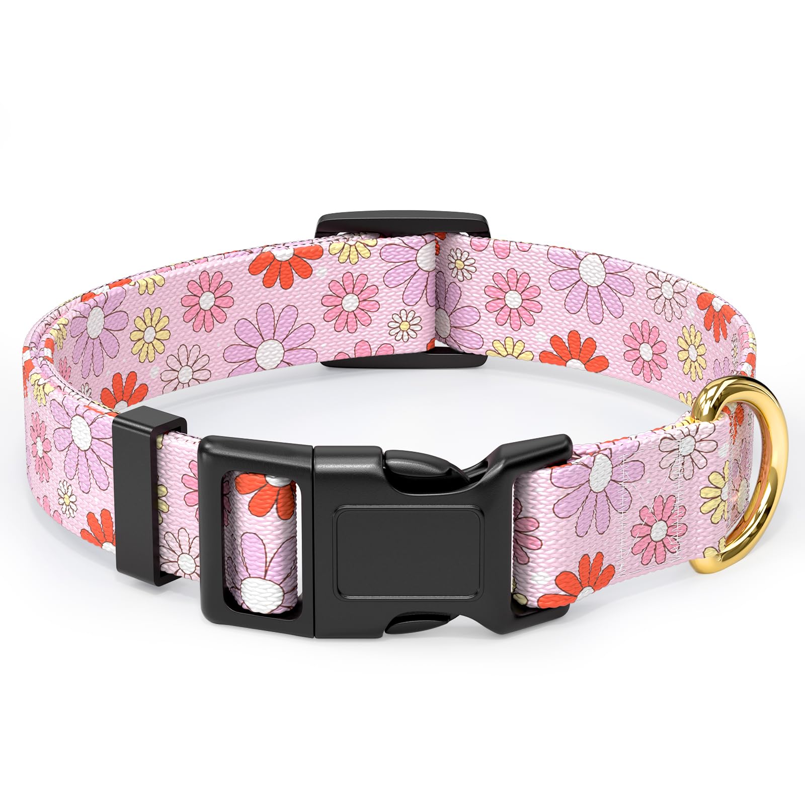 Rnivvi Dog Collar For Medium Dogs, Cute Heavy Duty Adjustable Puppy Collar With Quick Release Buckle For Girl & Female, Pet Acce