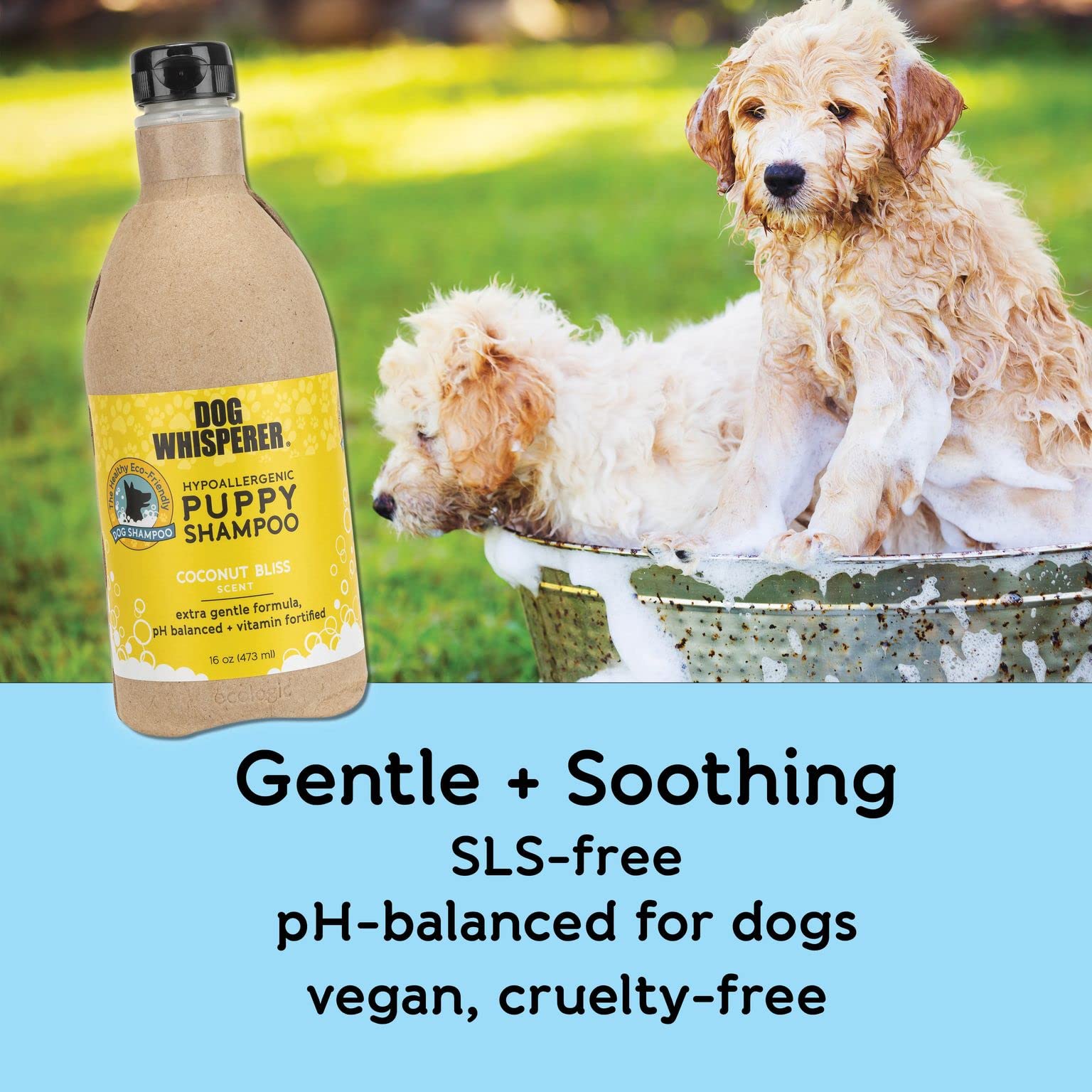 Dog Whisperer Hypoallergenic Puppy Shampoo By Yaya Organics | Gently Cleanses And Moisturizes With Organic Aloe Vera | Healthy +