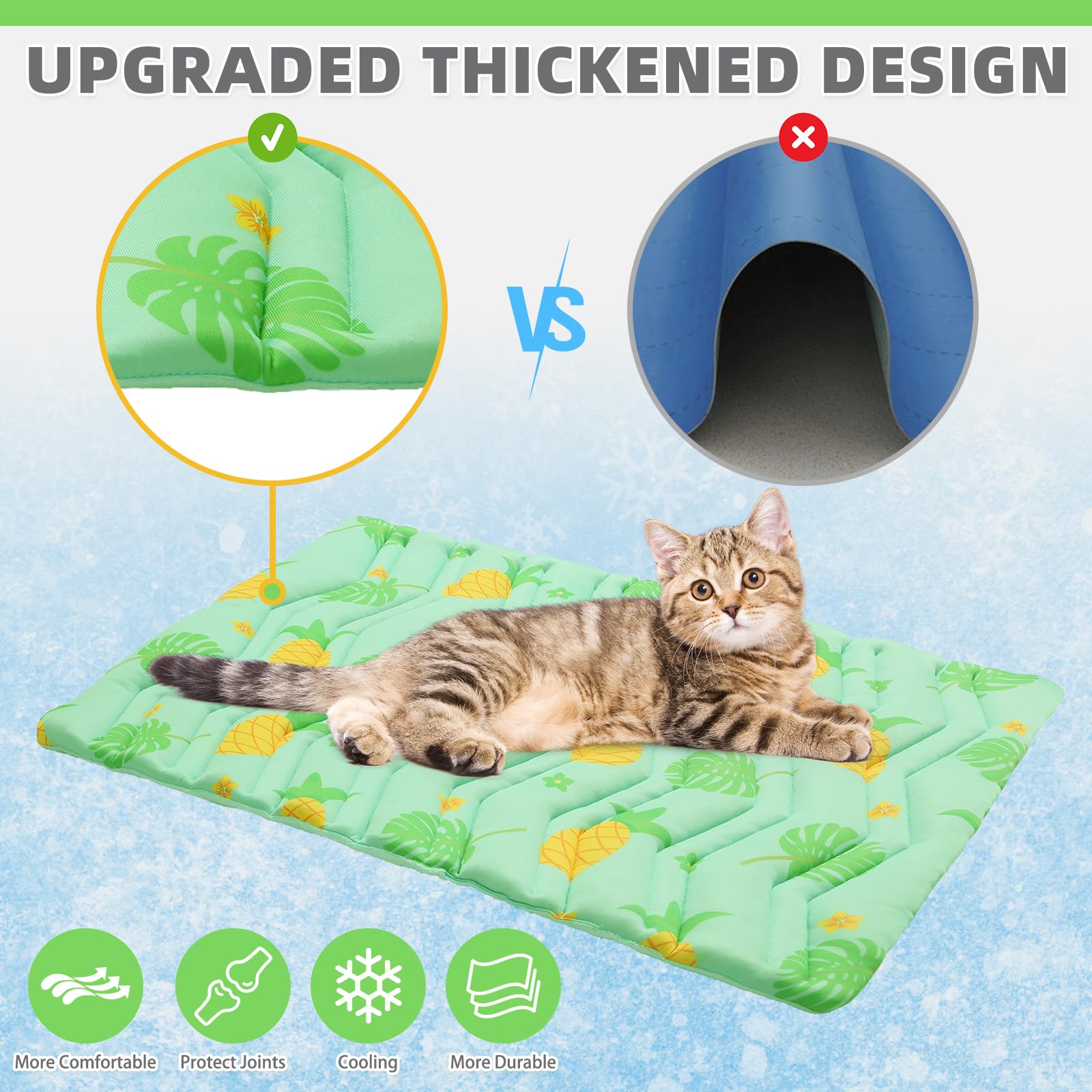 Kooltail Cat Cooling Mat, Upgraded Two Sided Cooling Pad For Dogs Cats Puppy, Soft Pet Sleeping Blanket Keep Cool In Summer With