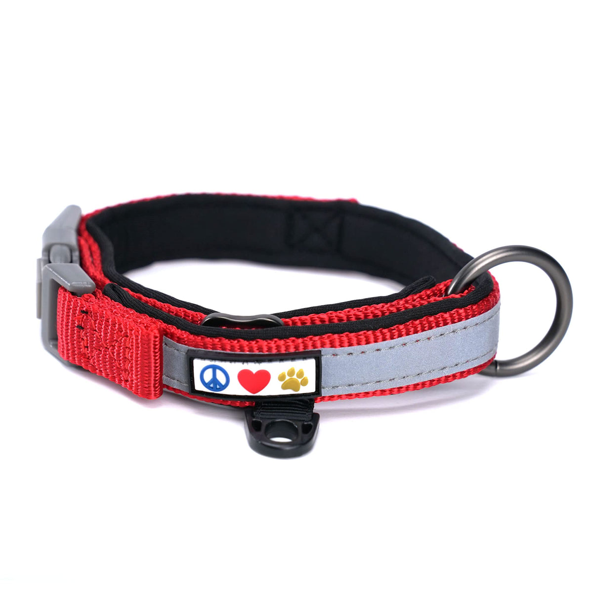 Pawtitas Lumberjack Padded Martingale Collar For Dogs | Soft Neoprene Dog Collar For Your Pet'S Comfort Made With Reflective Band For Maximum Visibility | Fits Small And Large Pets - Xs Red