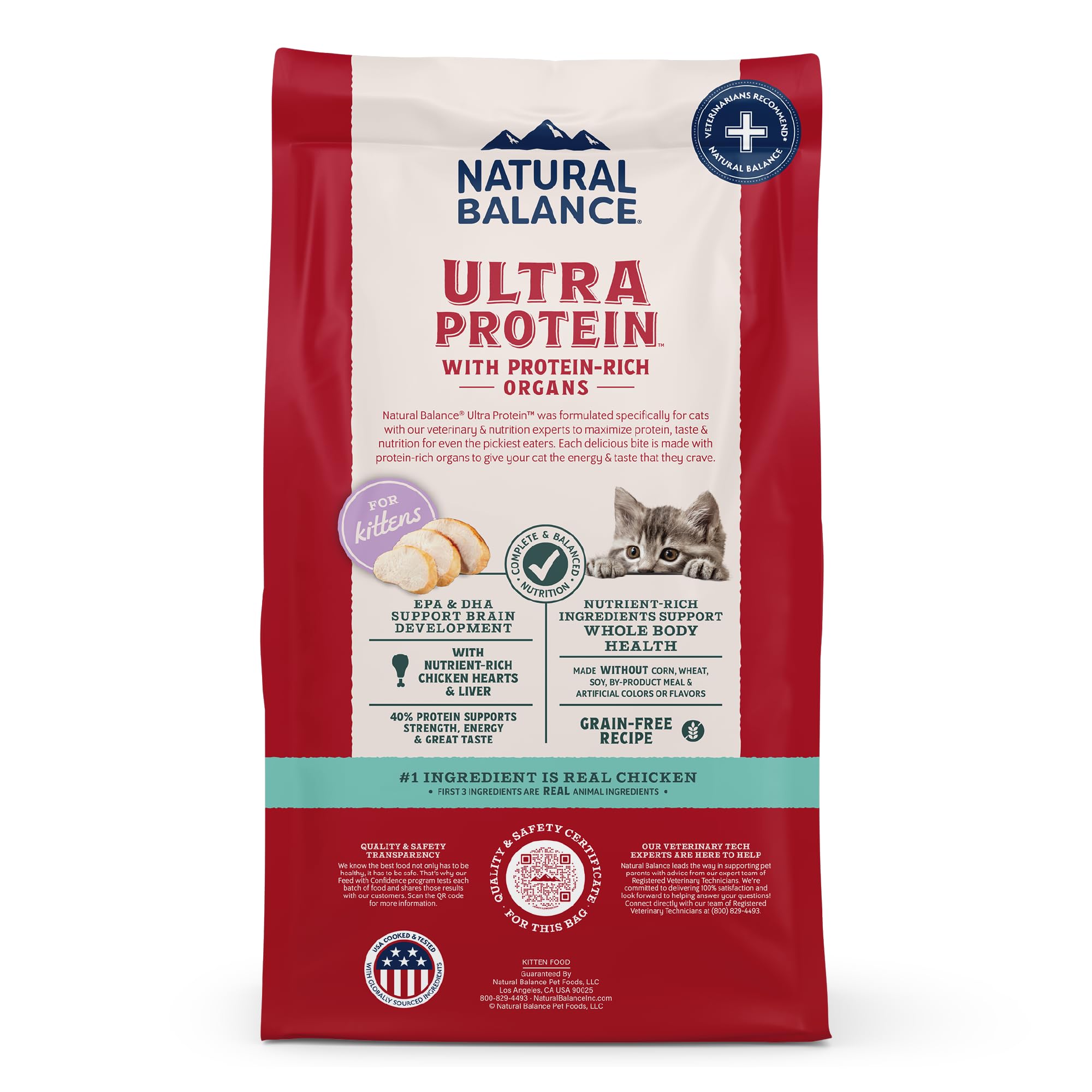 Natural Balance Ultra Protein Kitten Dry Cat Food, Real Chicken & Chicken Meal Recipe with Protein-Rich Organs - 6 lbs.