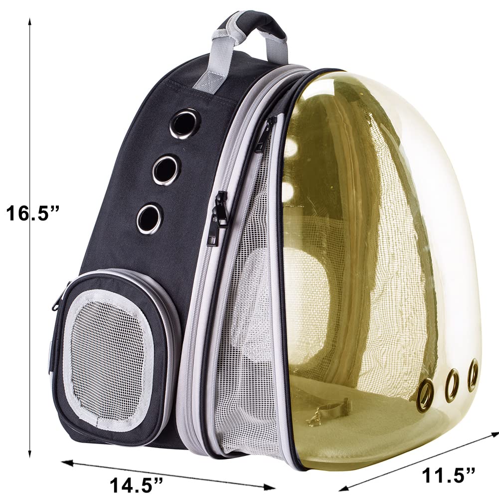 Front Expandable Cat Backpack Carrier, Fit Up To 20 Lbs, Polarized Bubble Window Pet Carrier Backpack For Large Fat Cat And Small Puppy