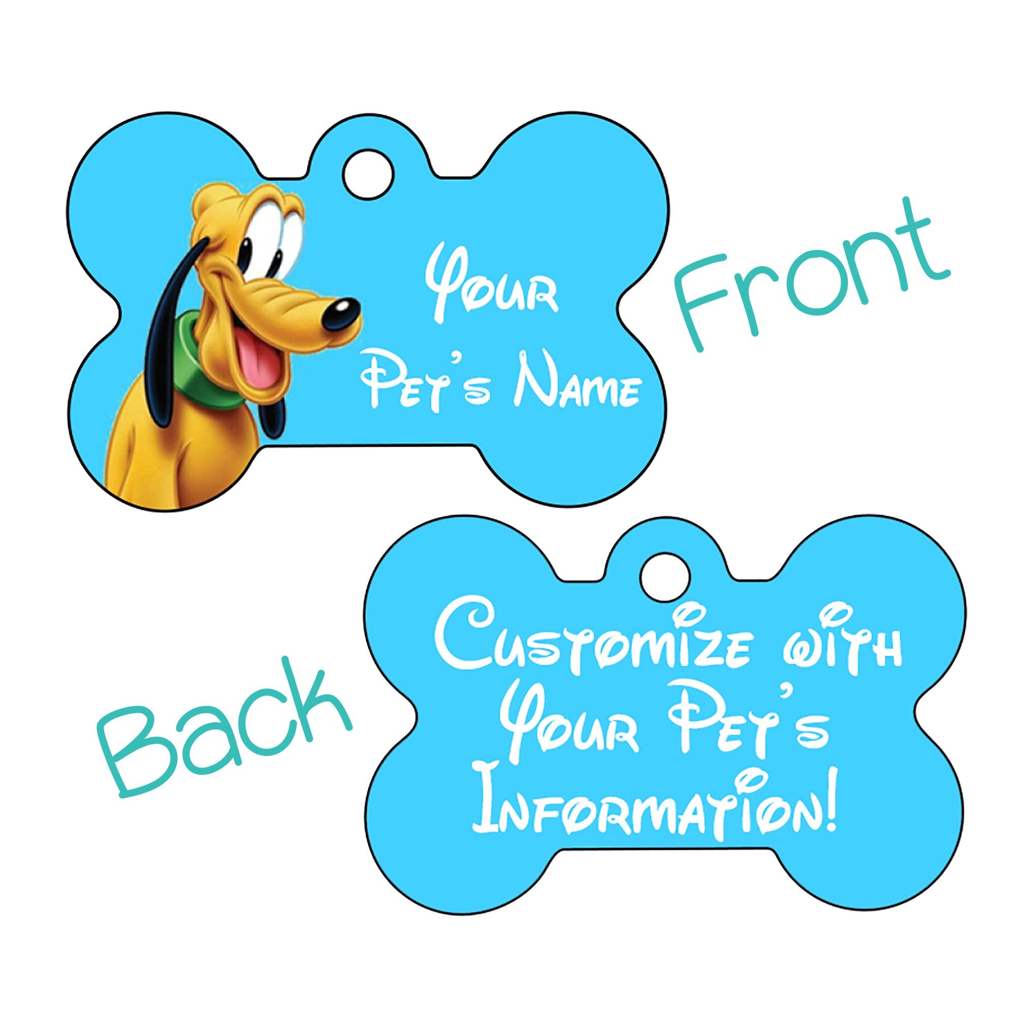 Udesignusa Double Sided Bone Shaped Pet Id Tags For Dogs & Cats Personalized For Your Pet (Pluto)