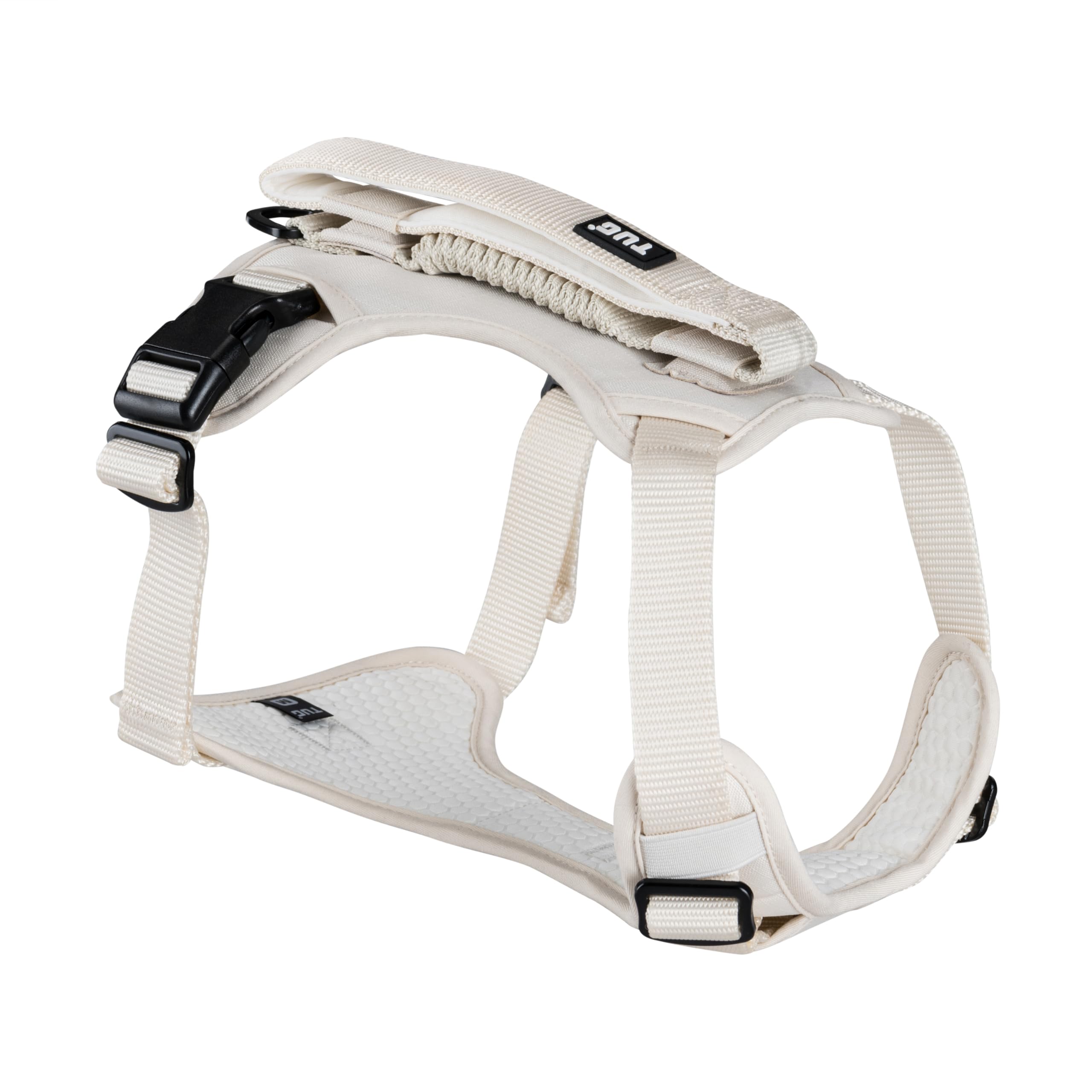 Tug Grab Dog Harness | Integrated Traffic Leash Magnetically Attached For Quick Control (Small/Cream)