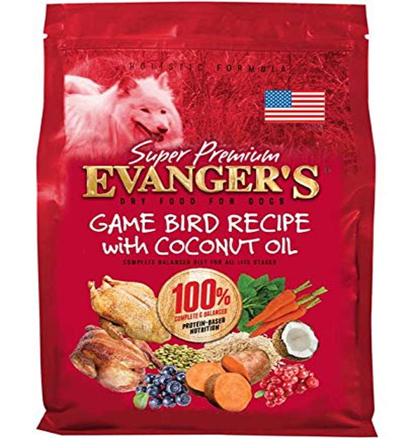 Evangers Super Gamebird Recipe with Coconut Oil Dry Food for Dogs - 33 lbs - Pea & Chicken Free, Hypoallergenic, Turmeric & Kal