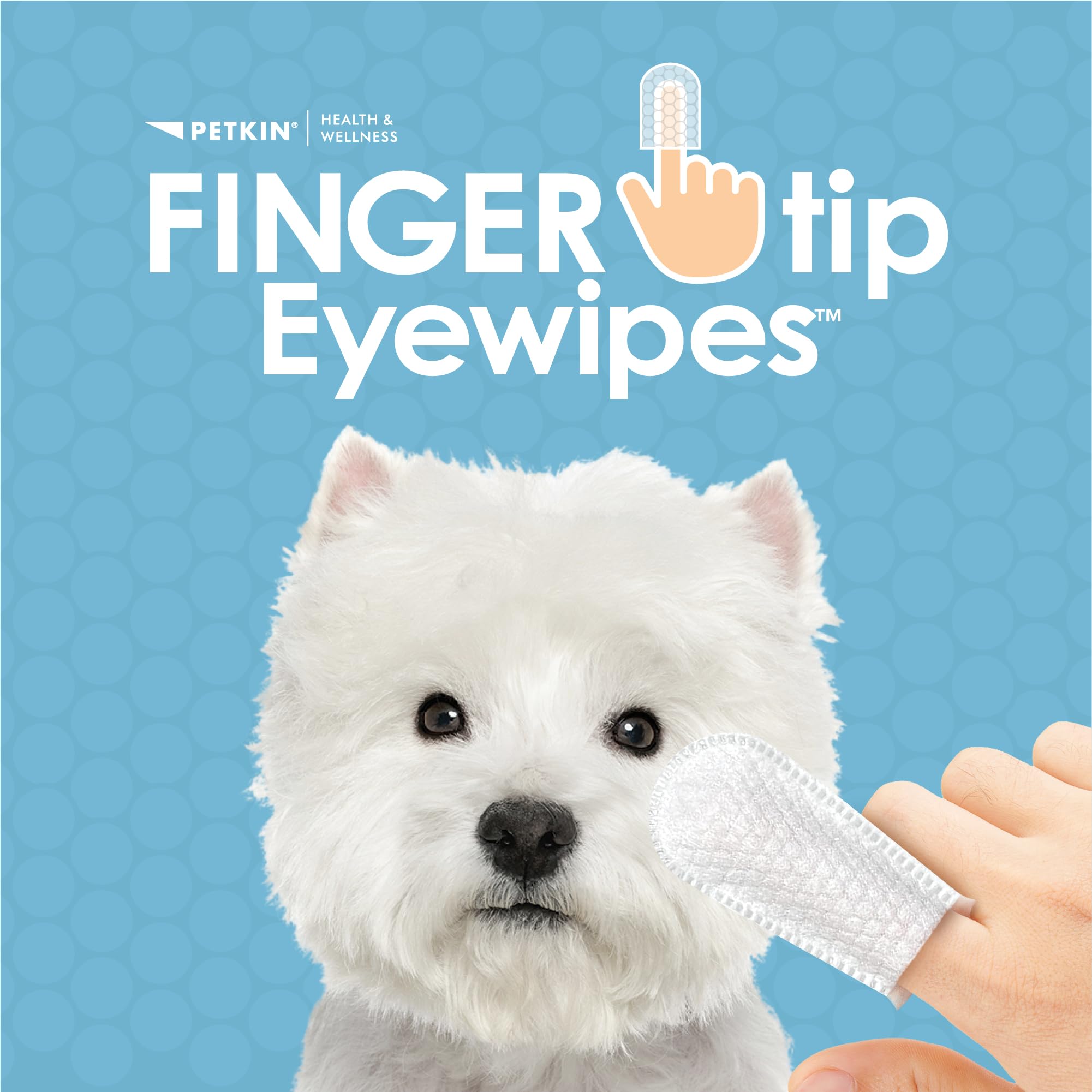 Petkin Fingertip Eye Wipes For Dogs And Cats, 50 Finger Wipes - Slip-On, Snug Fit, Micro-Bristle Fabric - Cleans Eye Area, Dirt