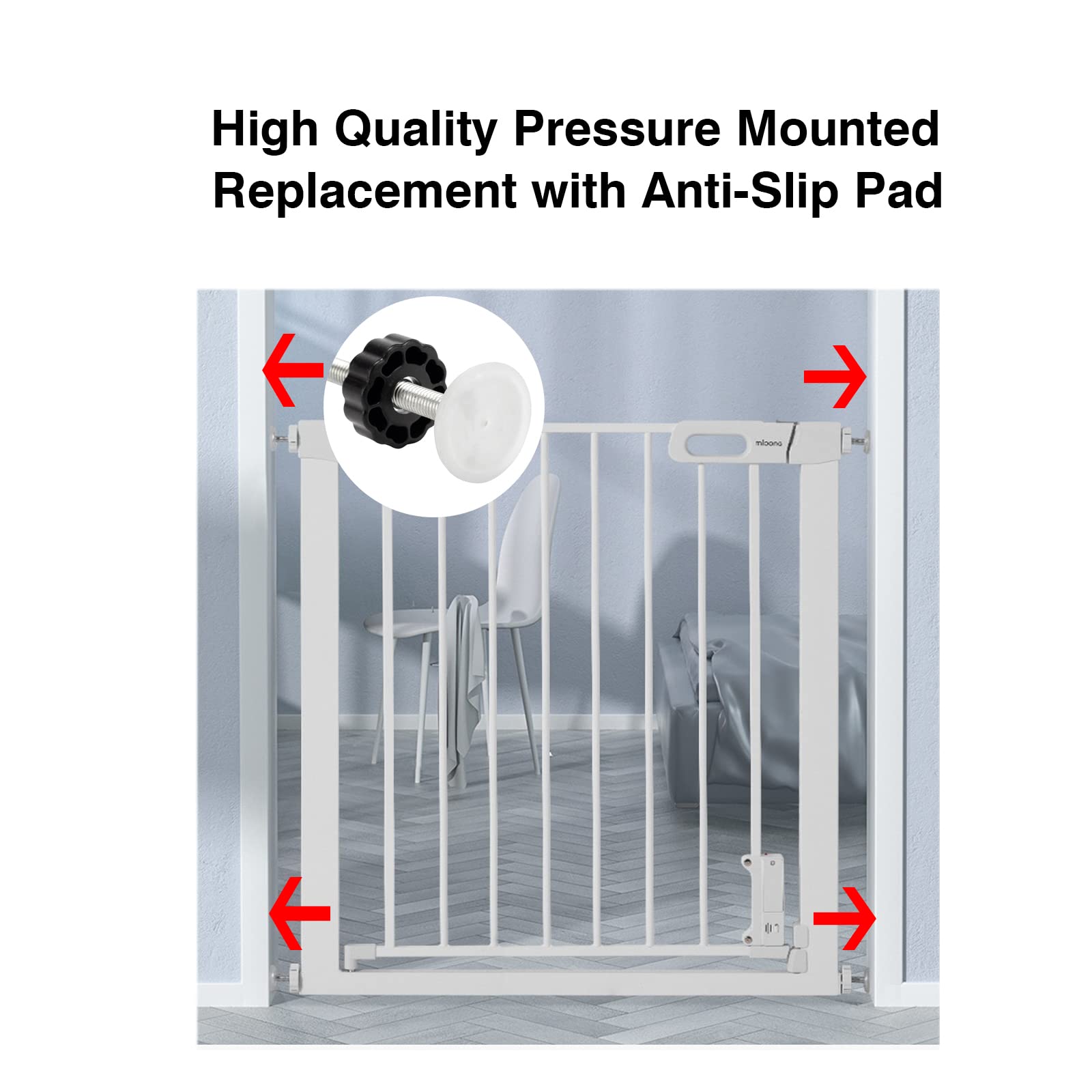 Pet Gates Spindle Rods 8Mm(M8) - Replacement Parts Threaded Screw Bolts Hardware Kit Wall Protector For Baby Pressure Mounted Safety Door & Pet Stair Gates (Black, M8 9Cmlong)