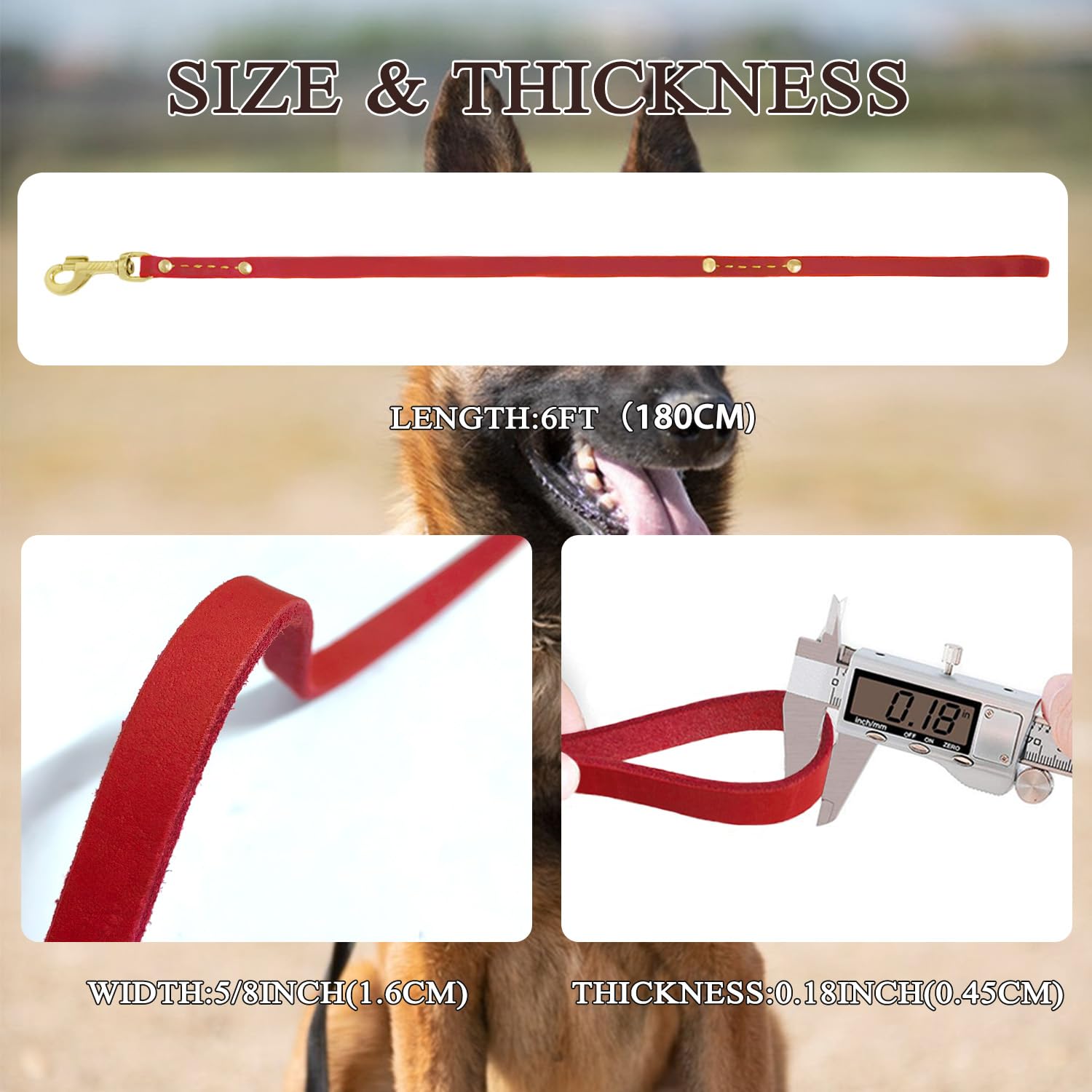 Leather Dog Leash 6 Ft X 5/8 Inch Heavy Duty Genuine Leather Dog Training Leash Soft And Strong Leather Leash For Small And Medi