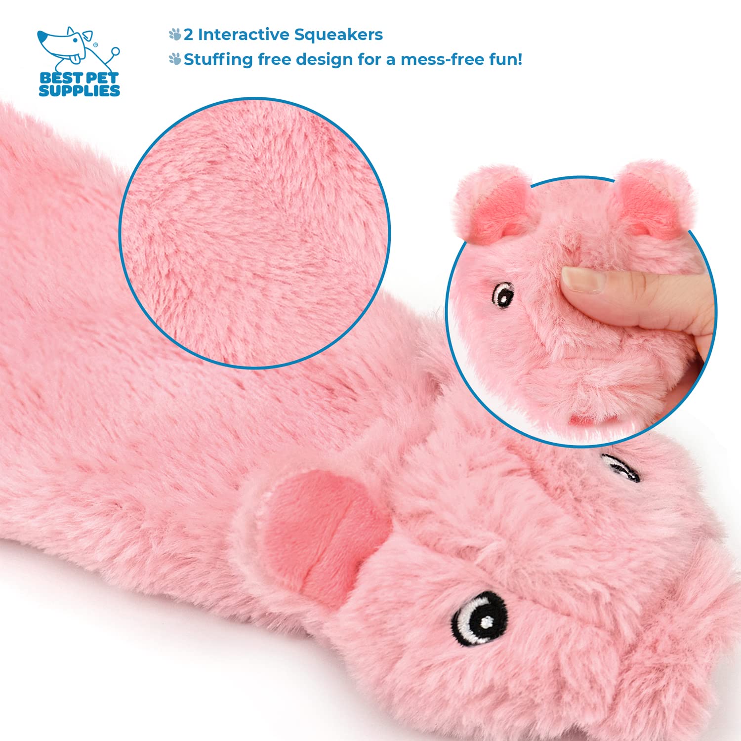 Best Pet Supplies 2-In-1 Stuffless Squeaky Dog Toys With Soft, Durable Fabric For Small, Medium, And Large Pets, No Stuffing For Indoor Play, Holds A Plastic Bottle - 1Wild Duck, Pig, Medium