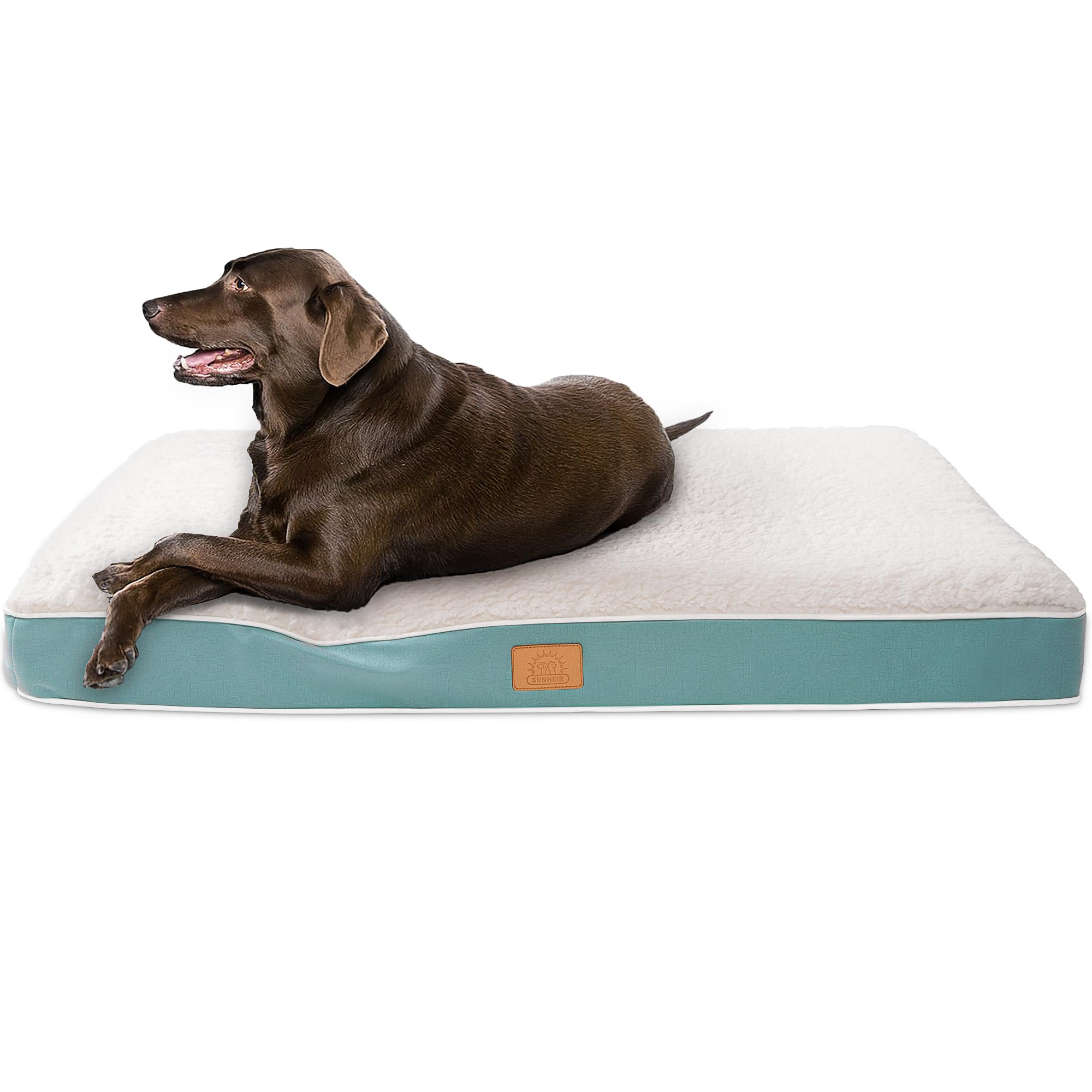 Sunheir Orthopedic Dog Bed for Medium Dogs, Waterproof Deluxe Plush Dog Crate Bed with Removable Washable Cover & Anti-Slip Bott