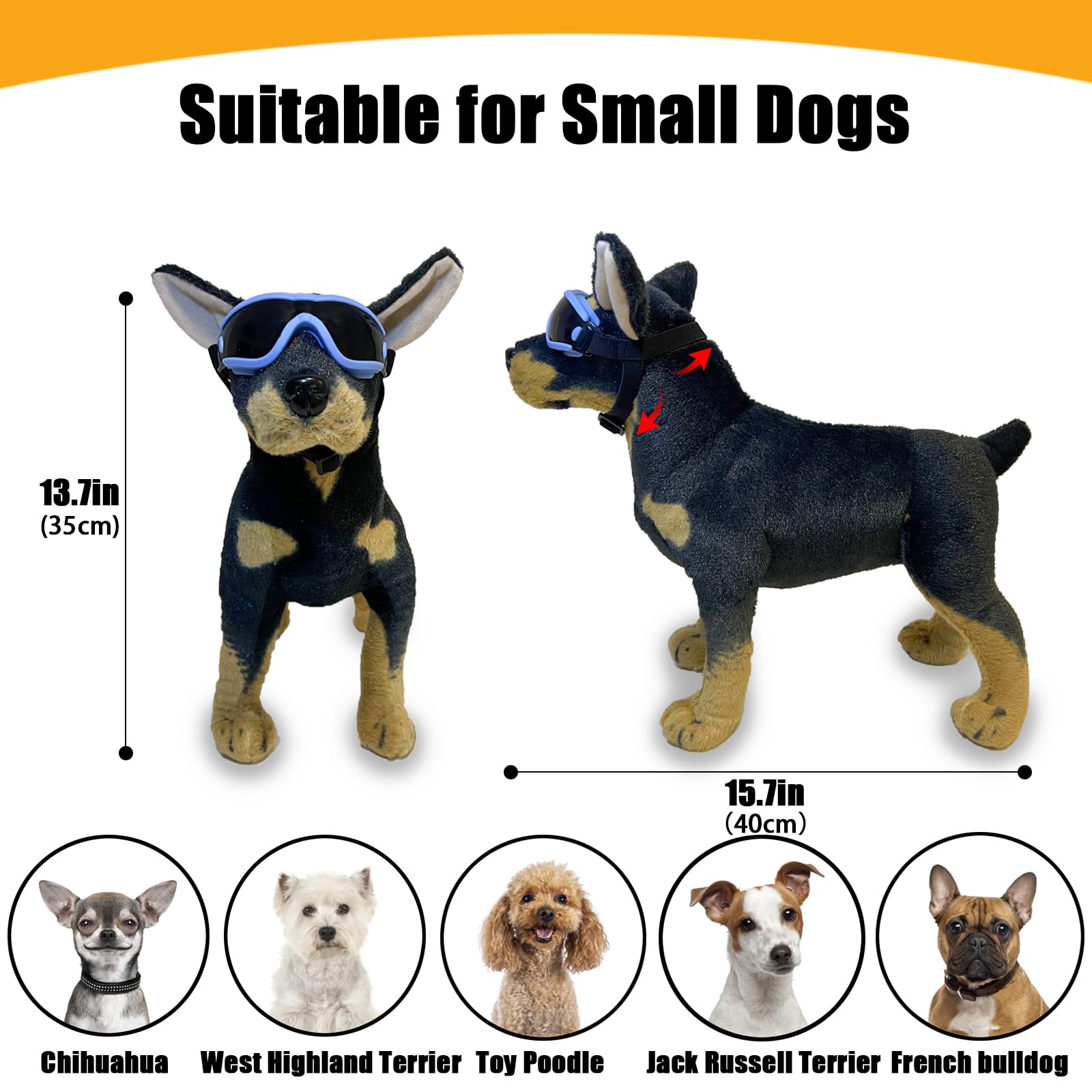 Mitubati Dog Goggles Small Breed Dog Sunglasses With Adjustable For Uv Protection Eyewear Doggy Doggie Puppy Glasses Anti-Fog Wi
