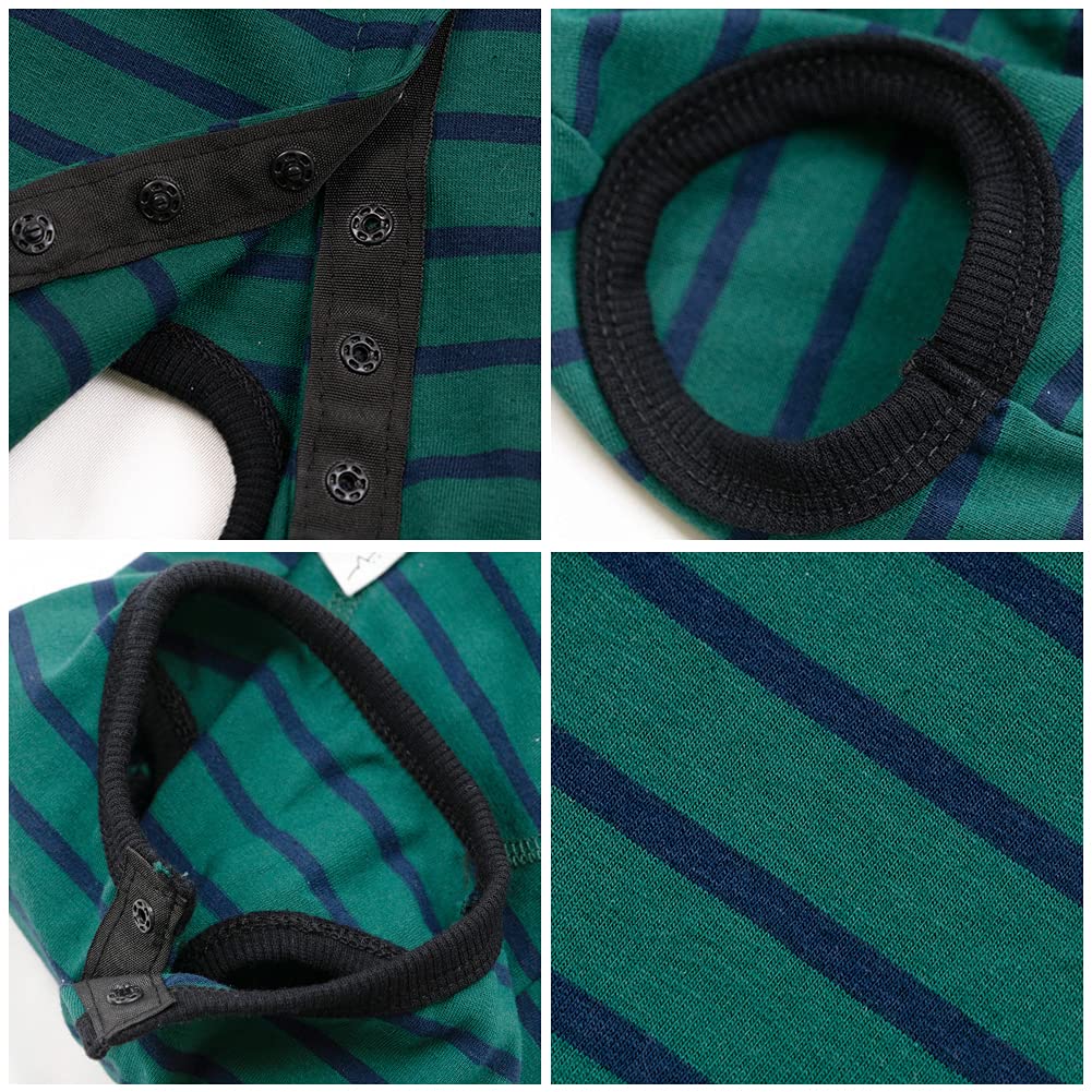 Dog’S Recovery Suit Post Surgery Shirt For Puppy, Wound Protective Clothes For Little Animals(Green Black Stripe-L)