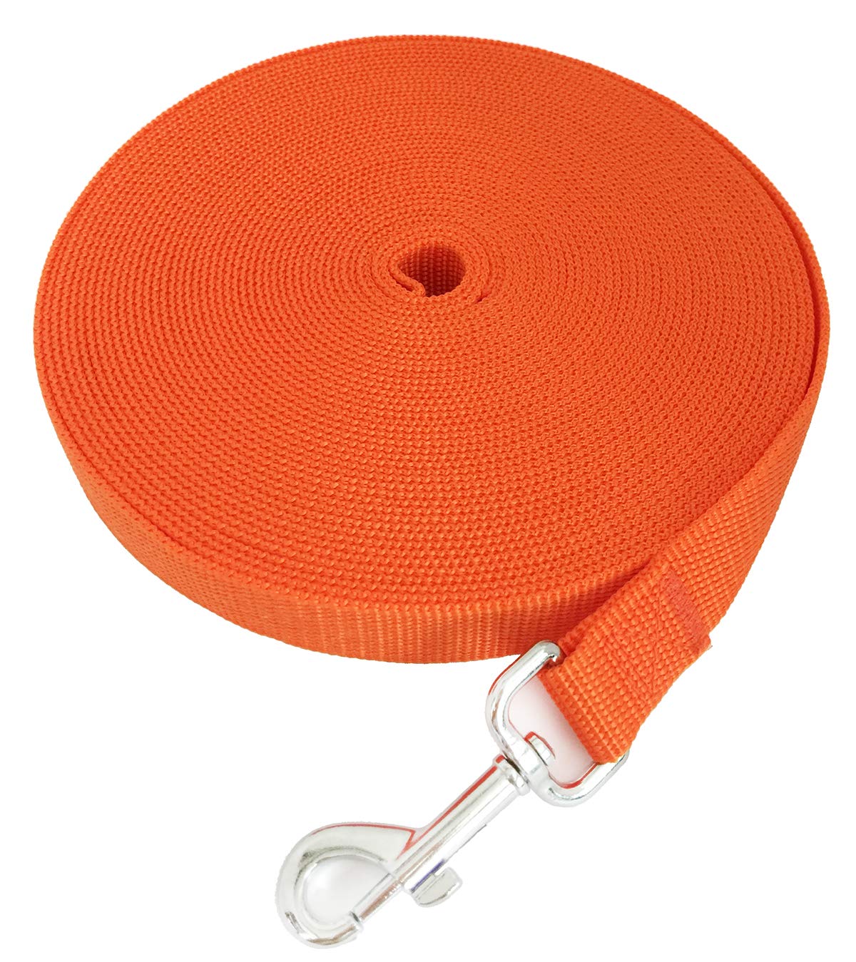 Salo Nylon Training Dog Leash For Small Medium Large Dogs, 1 Inch Wide, 20Ft 30Ft 40Ft 50Ft Long Leash Dog/Puppy Lead For Obedience Recall Training, Camping, Or Backyard (30 Foot, Orange)