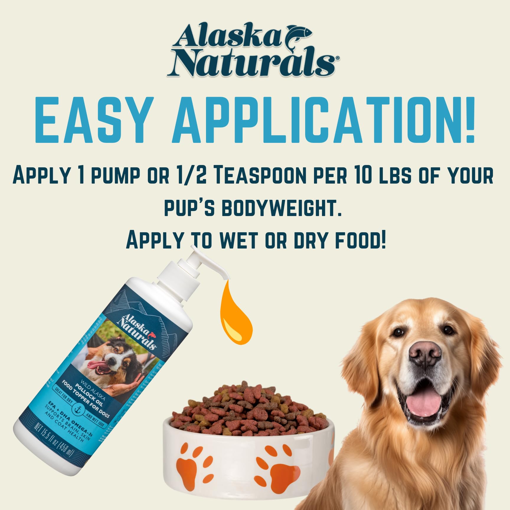 Alaska Naturals Wild Alaskan Fish Oil Supplement for Dogs Skin and Coat with EPA DHA Omega 3 Fatty Acids Sustainable Liquid Food