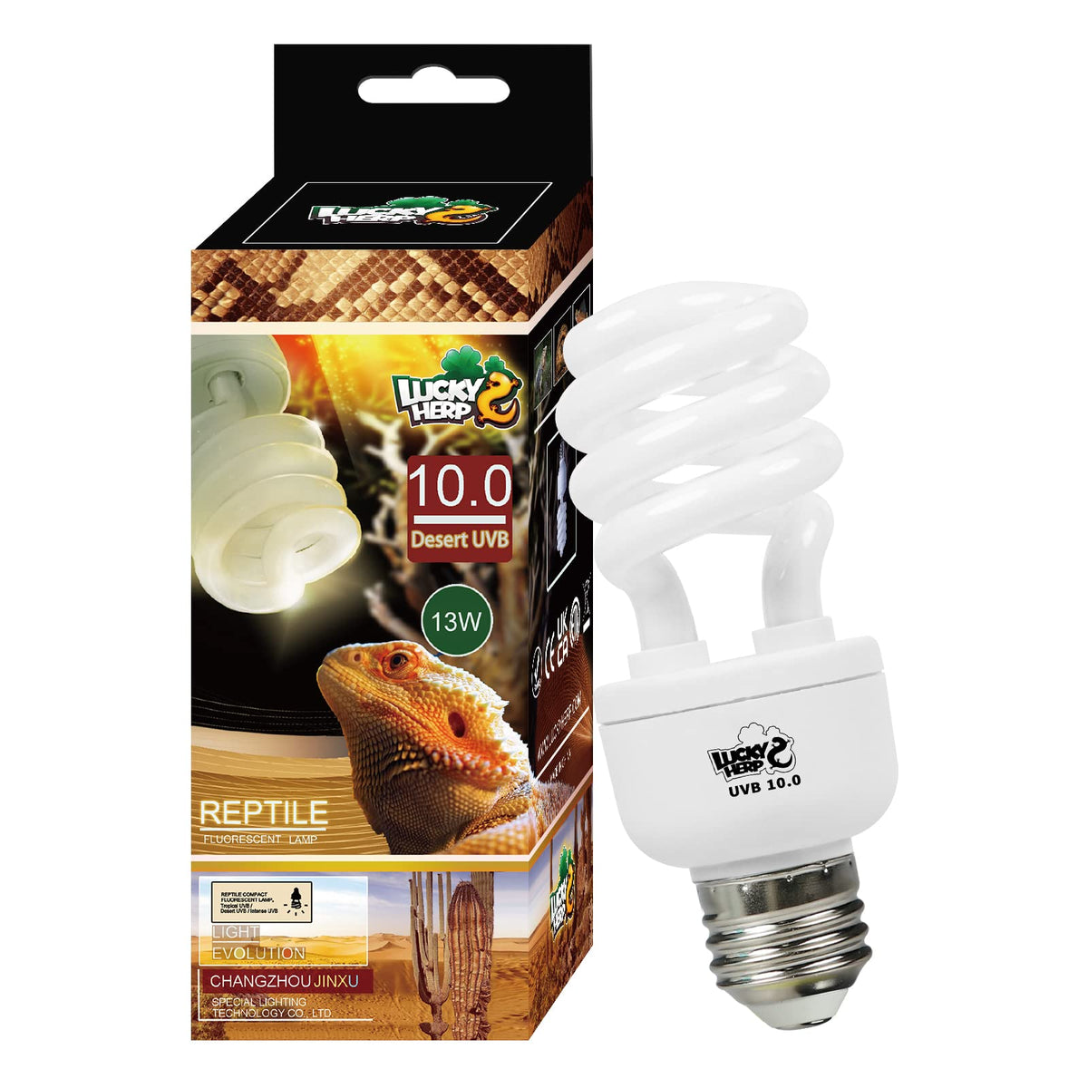 Lucky Herp Desert Uva Uvb Reptile Light Bulb 10.0 13W Compact Fluorescent Lamp