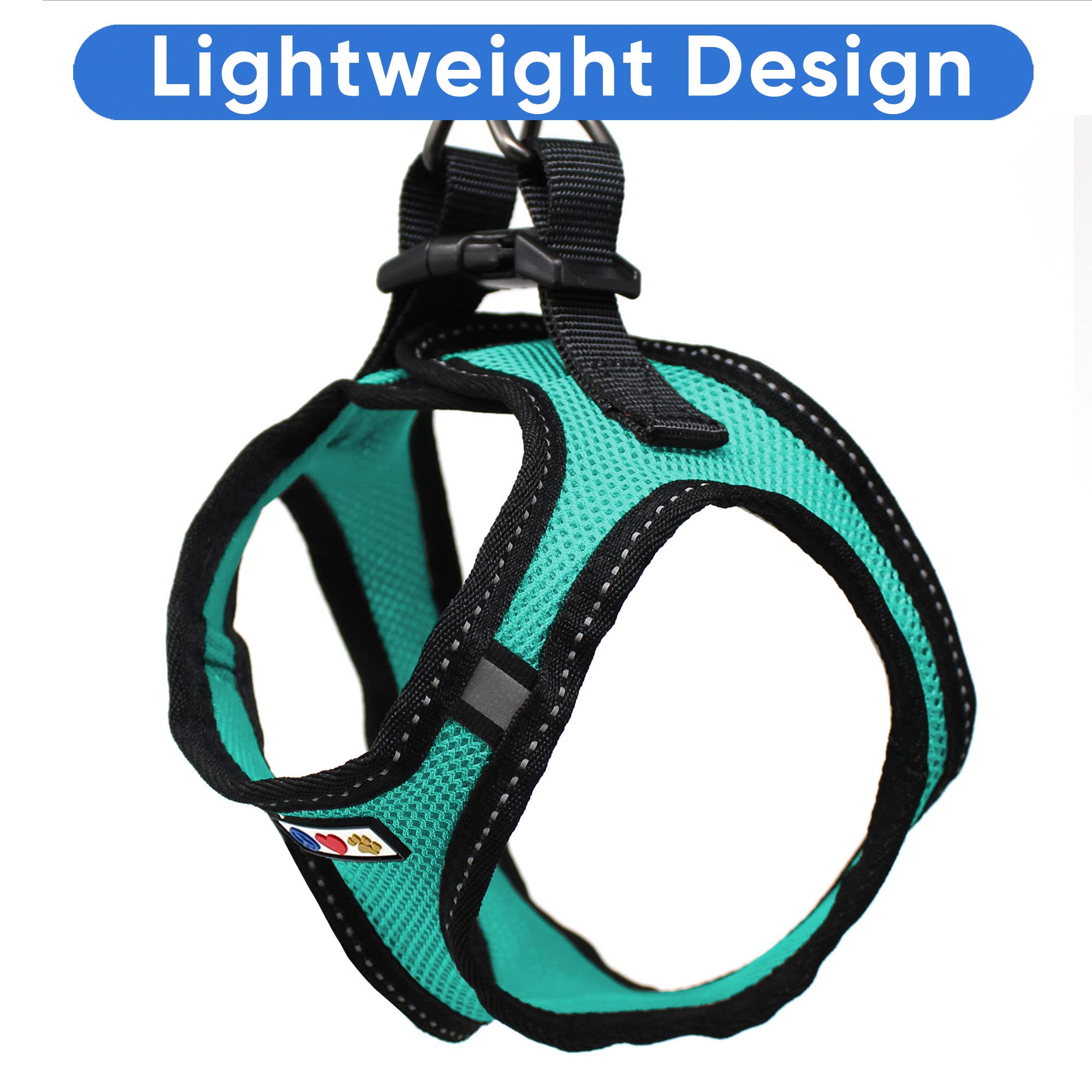 Pawtitas Dog Vest Harness Made With Breathable Air Mesh | All Weather Vest Harness For Small Puppies And Large Cats With Quick-Release Buckle - Small Teal Mesh Dog Harness