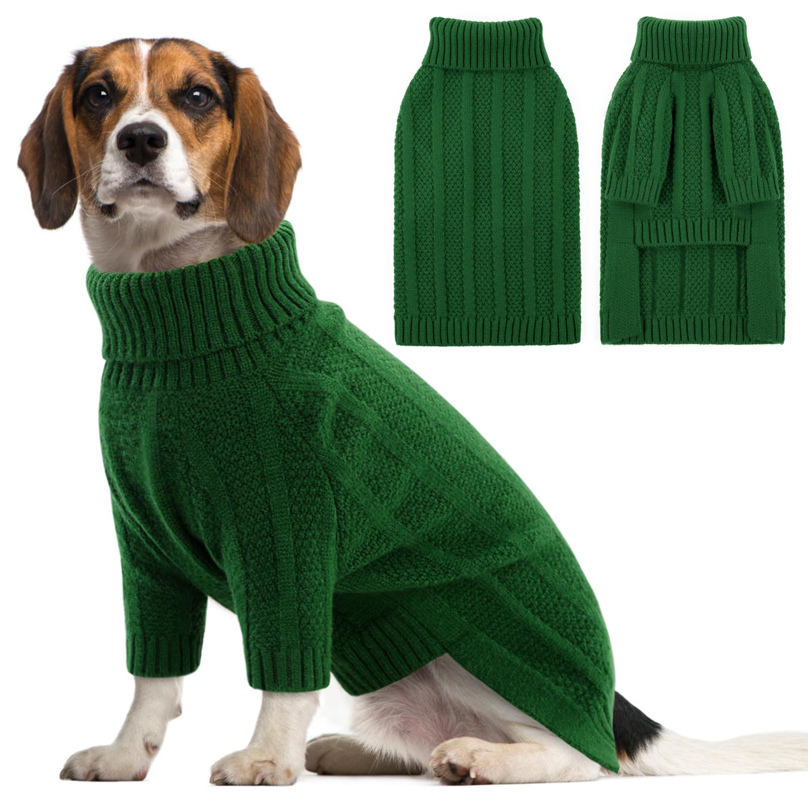 Queenmore Large Dog Sweater - Turtleneck Pullover For Large Dogs, Xmas & Thanksgiving - Knitted Dog Sweater For French Bulldog (