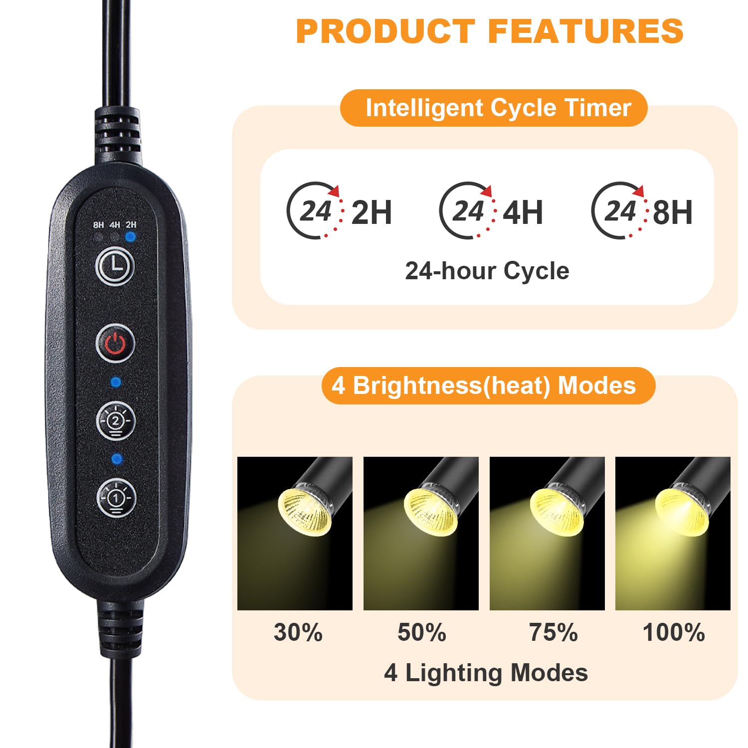 Zjnbmtfy Reptile Heat Lamp,Double-Head Heating Lamp For Reptiles, Uva/B Turtle Lamp With Clamp, Separate Control, Turtle Light,B