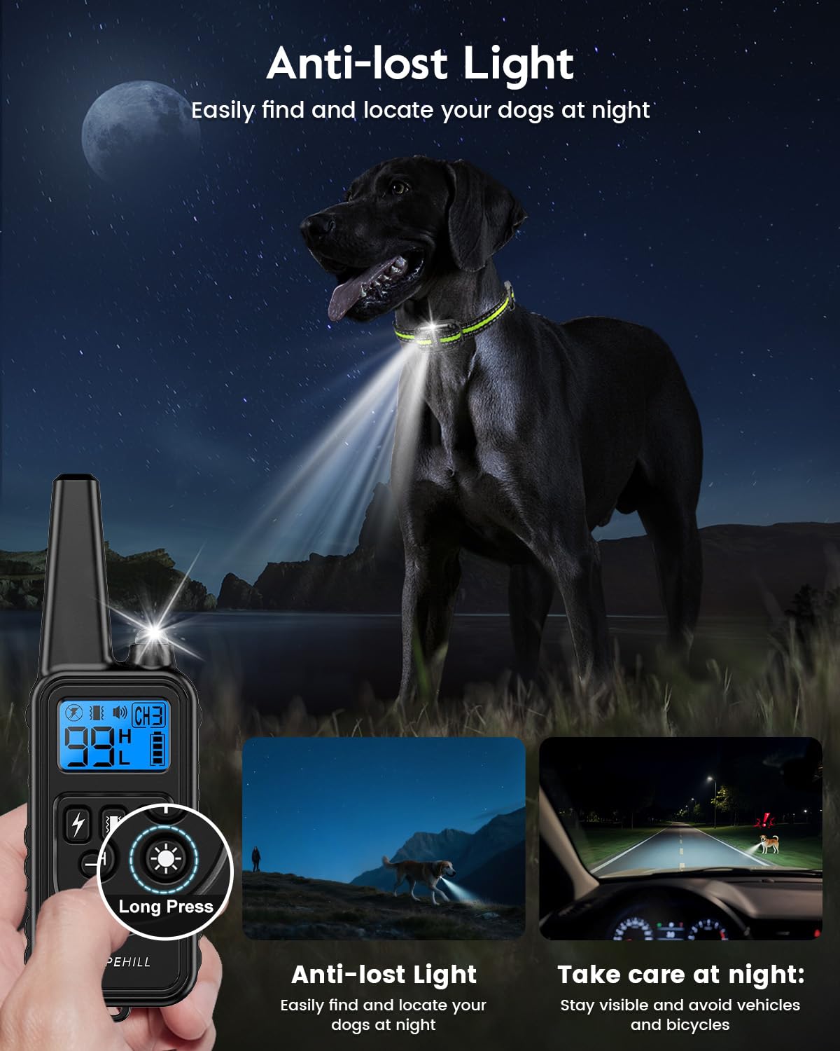 Dog Training Collar With 7 Training Modes, 2600Ft Remote Electronic Dog Shock Collar, Electric Shock Collar For Small Medium Lar