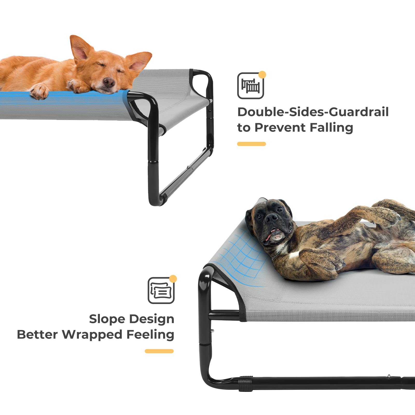 Veehoo Original Cooling Elevated Dog Bed, Outdoor Raised Dog Cots Bed For Large Dogs, Portable Standing Pet Bed With Washable Breathable Mesh, No-Slip Feet For Indoor Outdoor, X-Large, Grey, Cwc2201