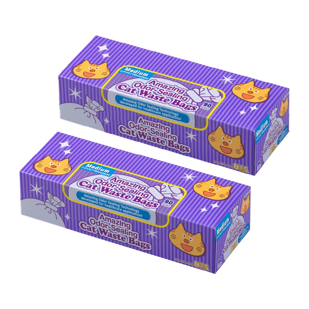 Bos Amazing Odor Sealing Cat Waste Disposal Bags - Durable And Unscented [Size: M, Color: Light Blue] (90 Count, Pack Of 2) (180