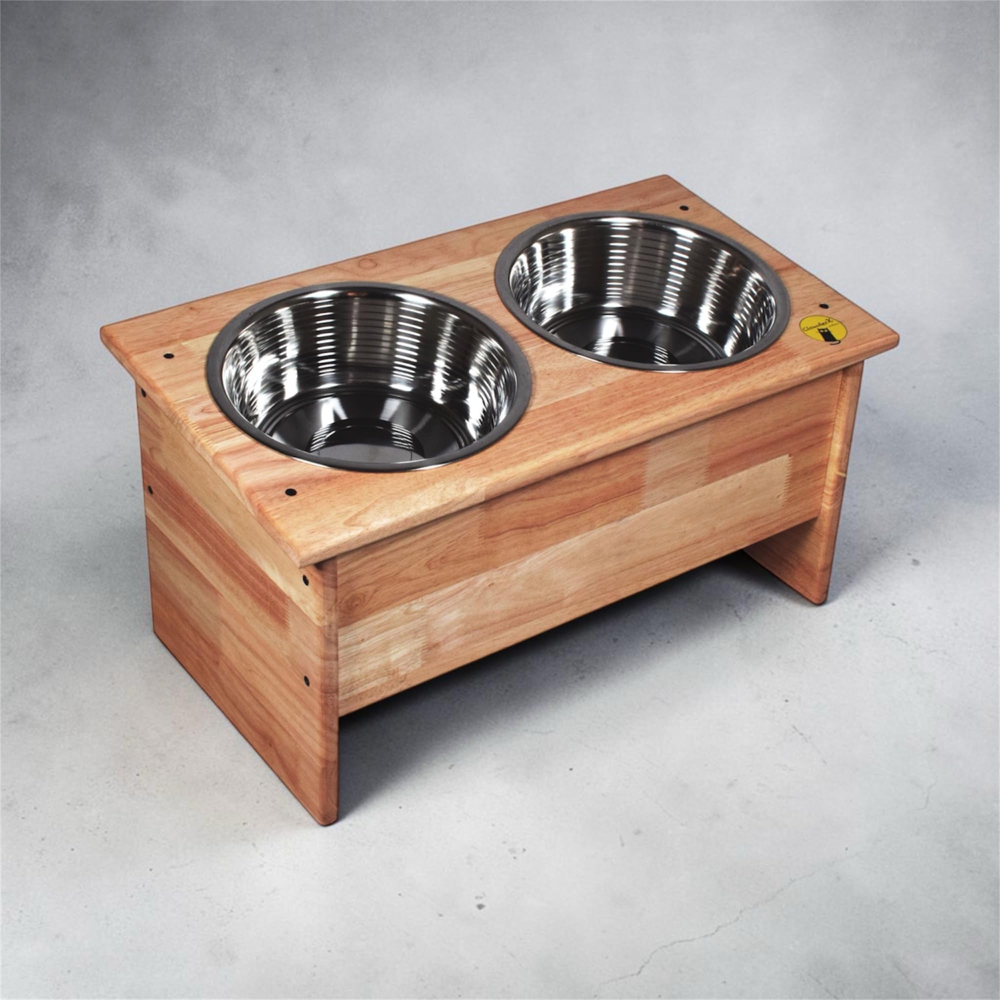 Clowderx  By Milestone Endeavour Elevated Wooden Pet Feeder,Strong & Durable Double Diner For Food & Water For Dogs With Two Re