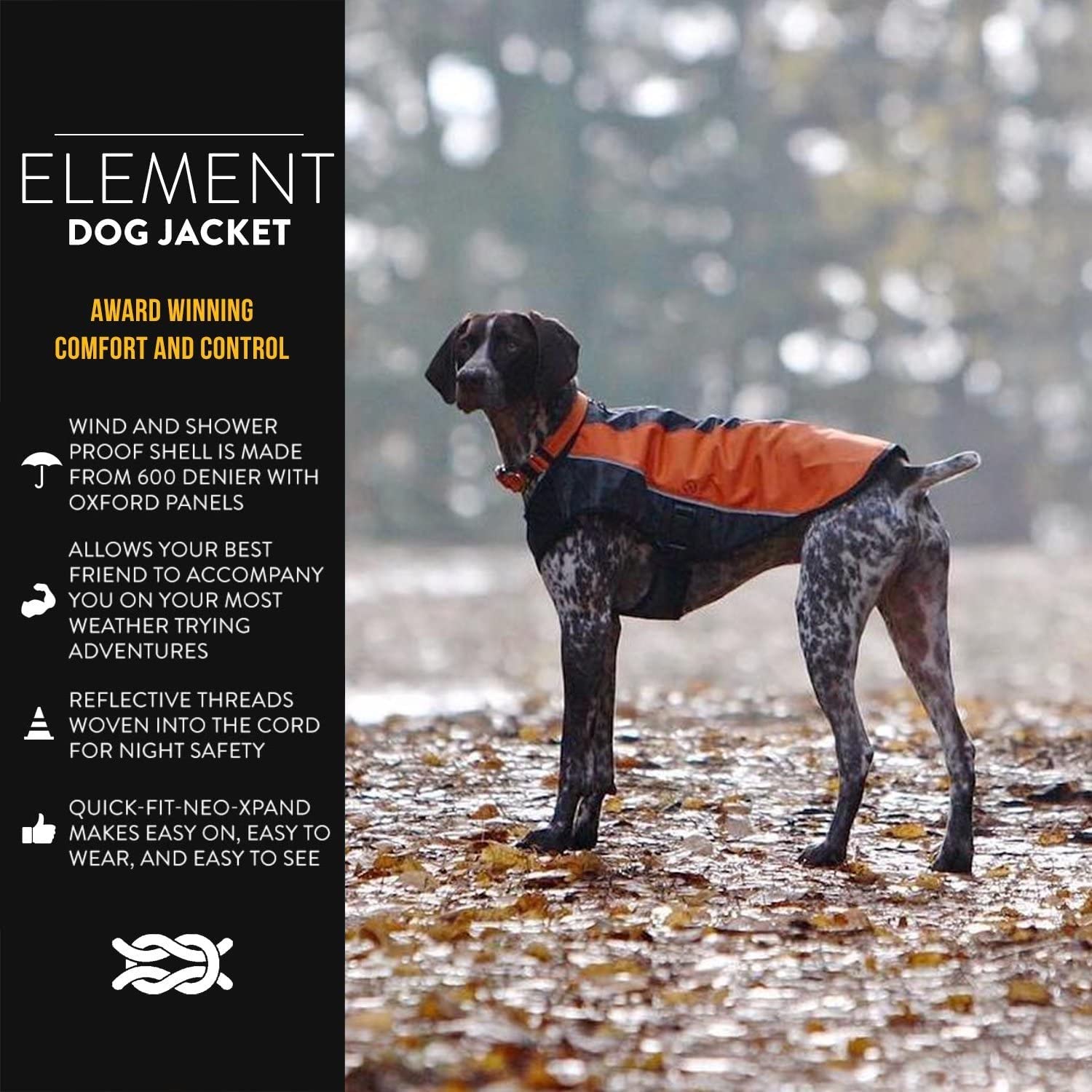 Ezydog Element Best Dog Jacket - Premium Wind And Waterproof Reflective Dog Coat For Safety And Protection - Provides Leash Access To Harness Or Collar (Scarlett, Medium)