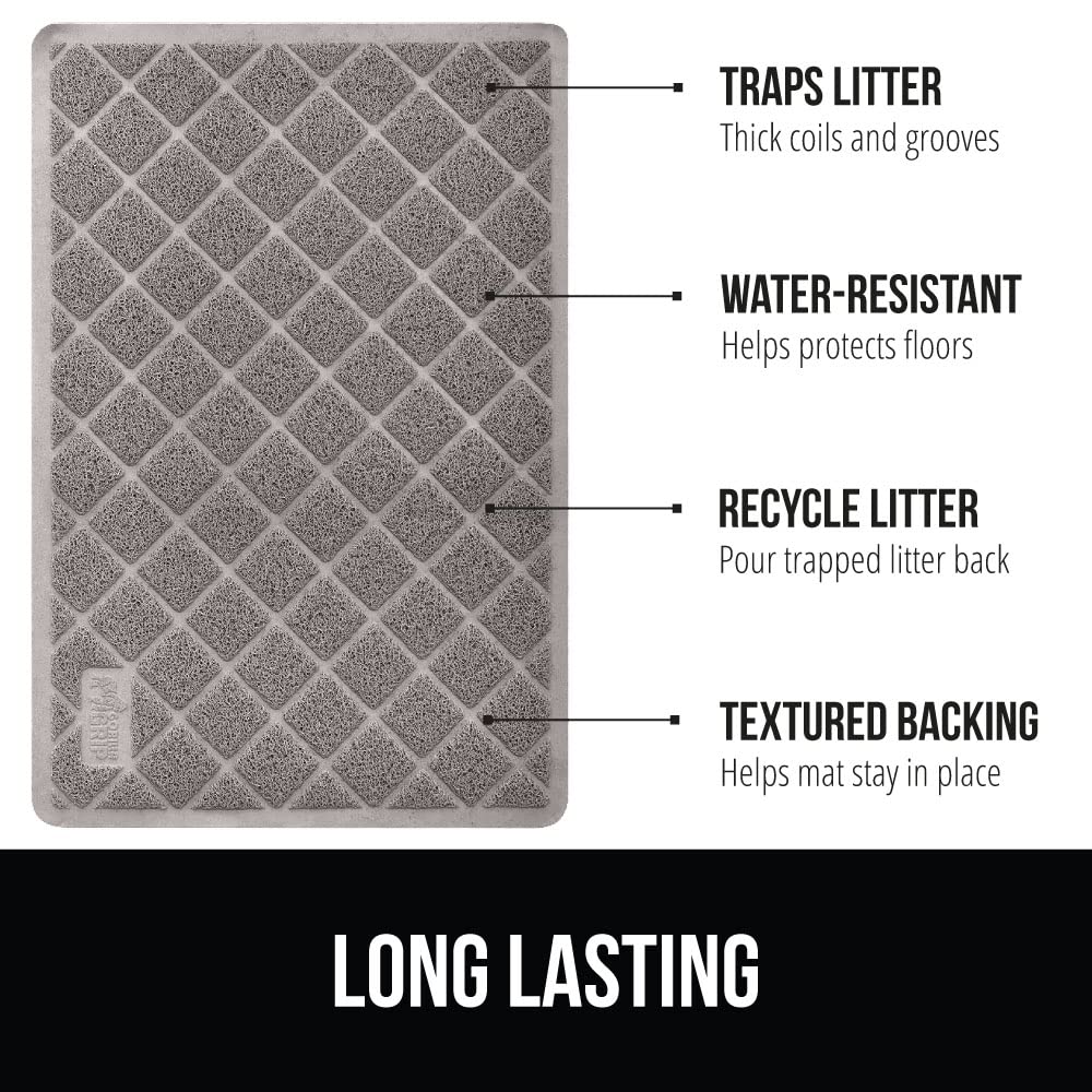 Gorilla Grip Thick Cat Litter Trapping Mat, 24X17, Less Waste, Traps Mess From Box For Cleaner Floors, Stays In Place For Cats,