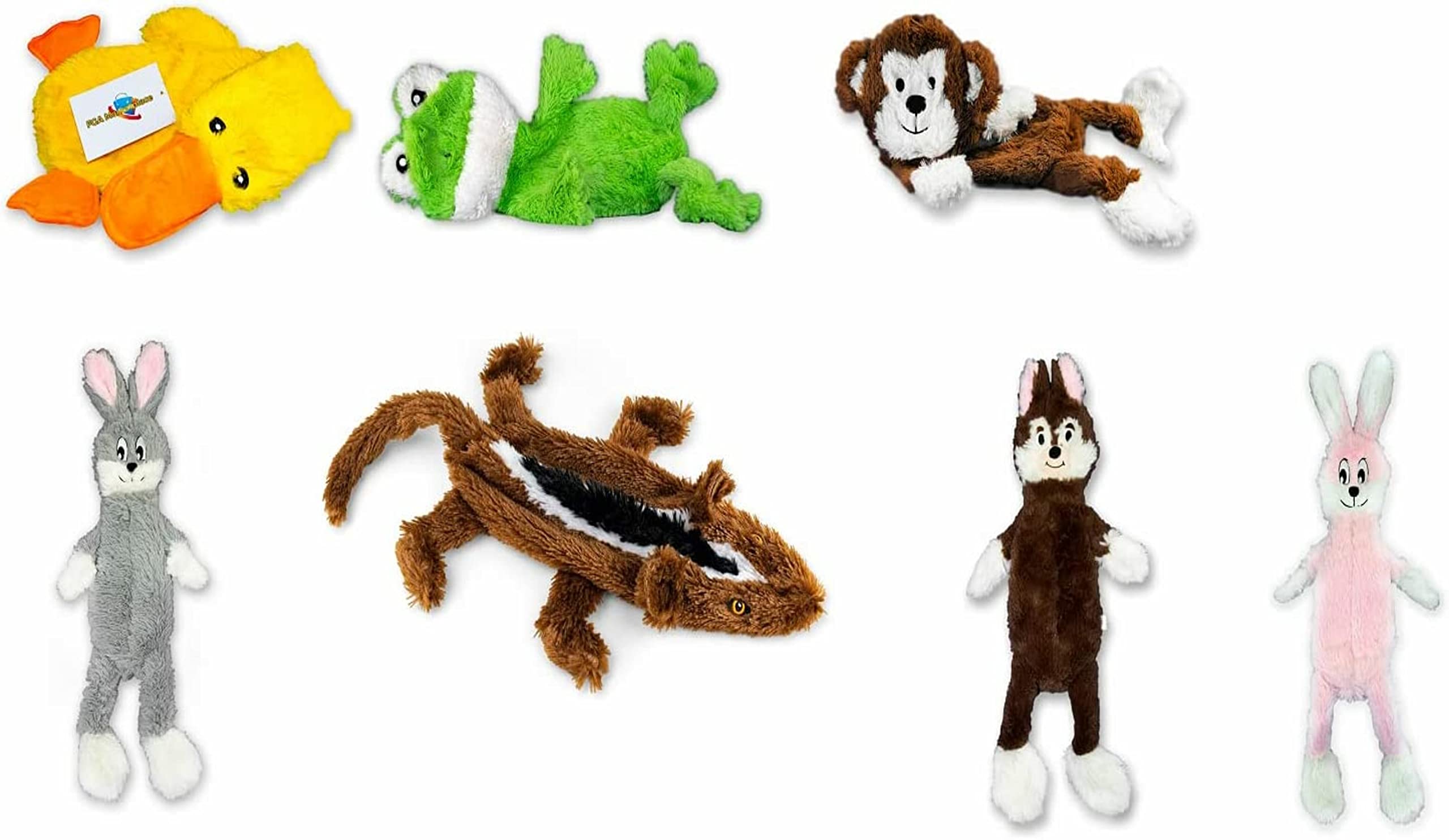 Fga Marketplace Pack Of 7 Flat No Stuffing No Squeak Plush Dog Toys, Funny Style Will Entertain Your Dog For Hours, Recommended For Small And Medium Dog 21 Inch Long