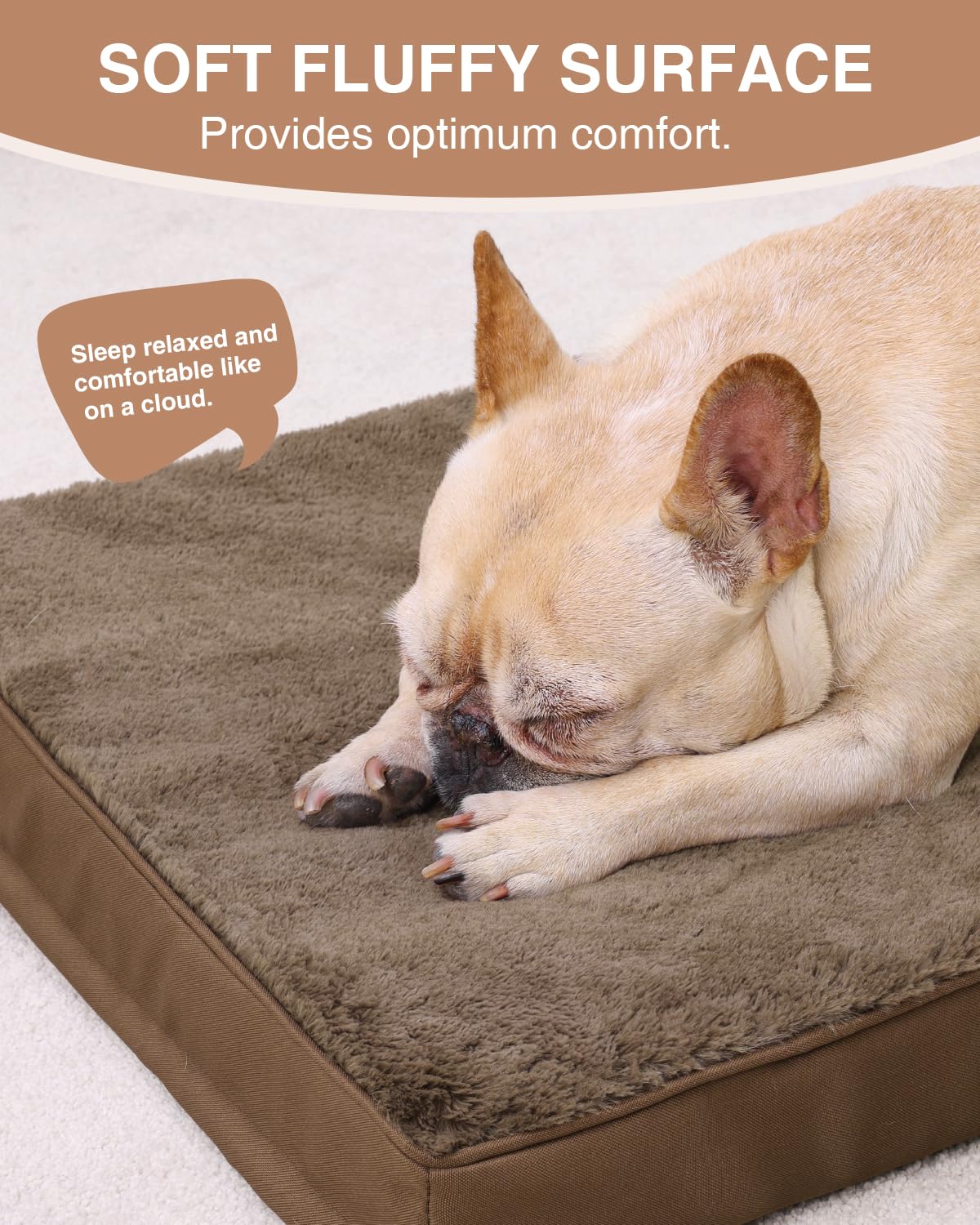 KSIIA Orthopedic Dog Bed Crate Waterproof Pet Mats for Small Dogs Deluxe Plush Washable Pet Bed with Egg Crate Foam & Removable