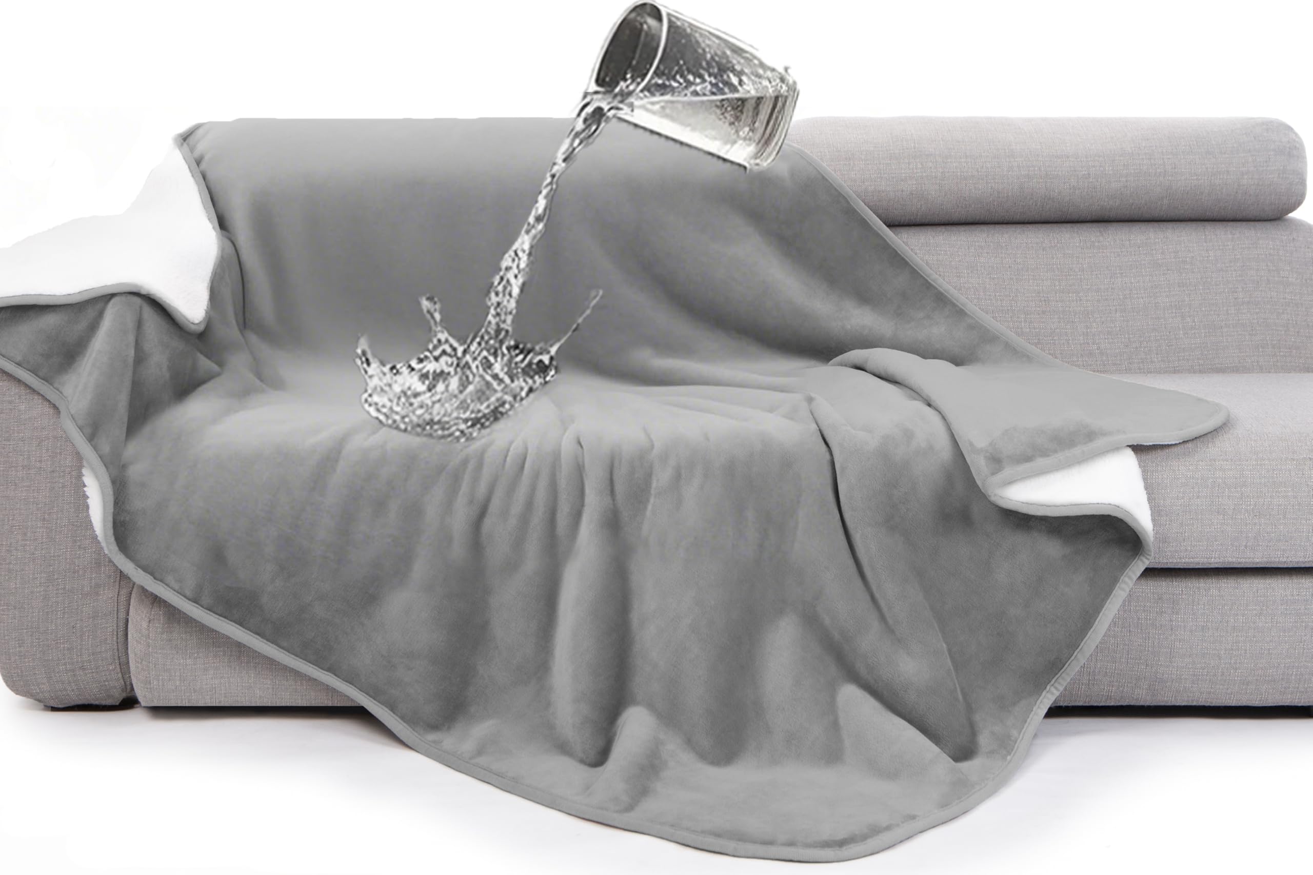 Gogobunny Waterproof Bed Blanket, Reversible Sherpa Fleece Throw Blanket For Dog Puppy Cat, Furniture Cover Protects Bed Couch S