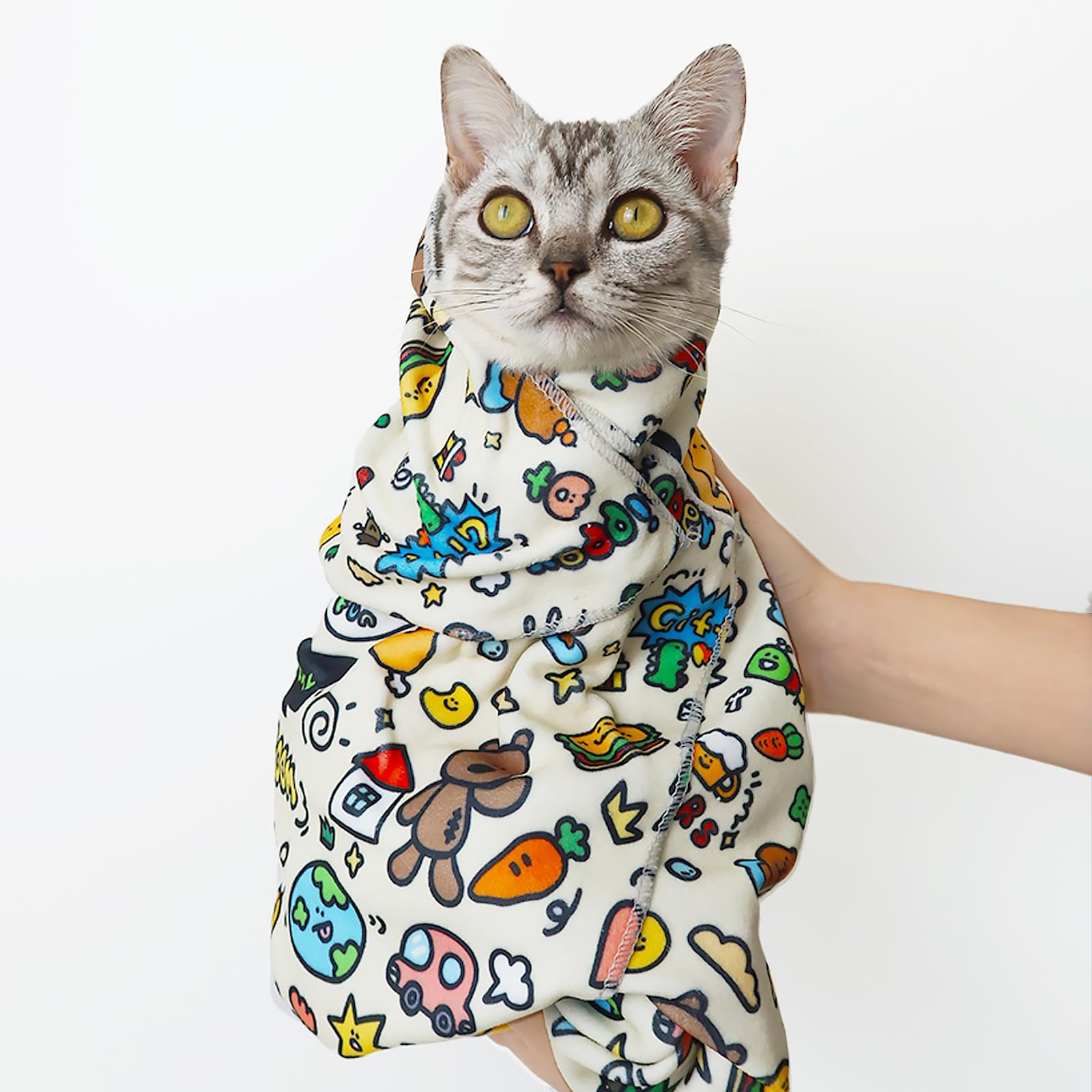 Jptecy Cat Wrap For Cutting Nails Large Size 35.5In Self-Adhesive Cat Grooming Wrap Cat Nail Clipper Hammock Soft Cat Restraint 