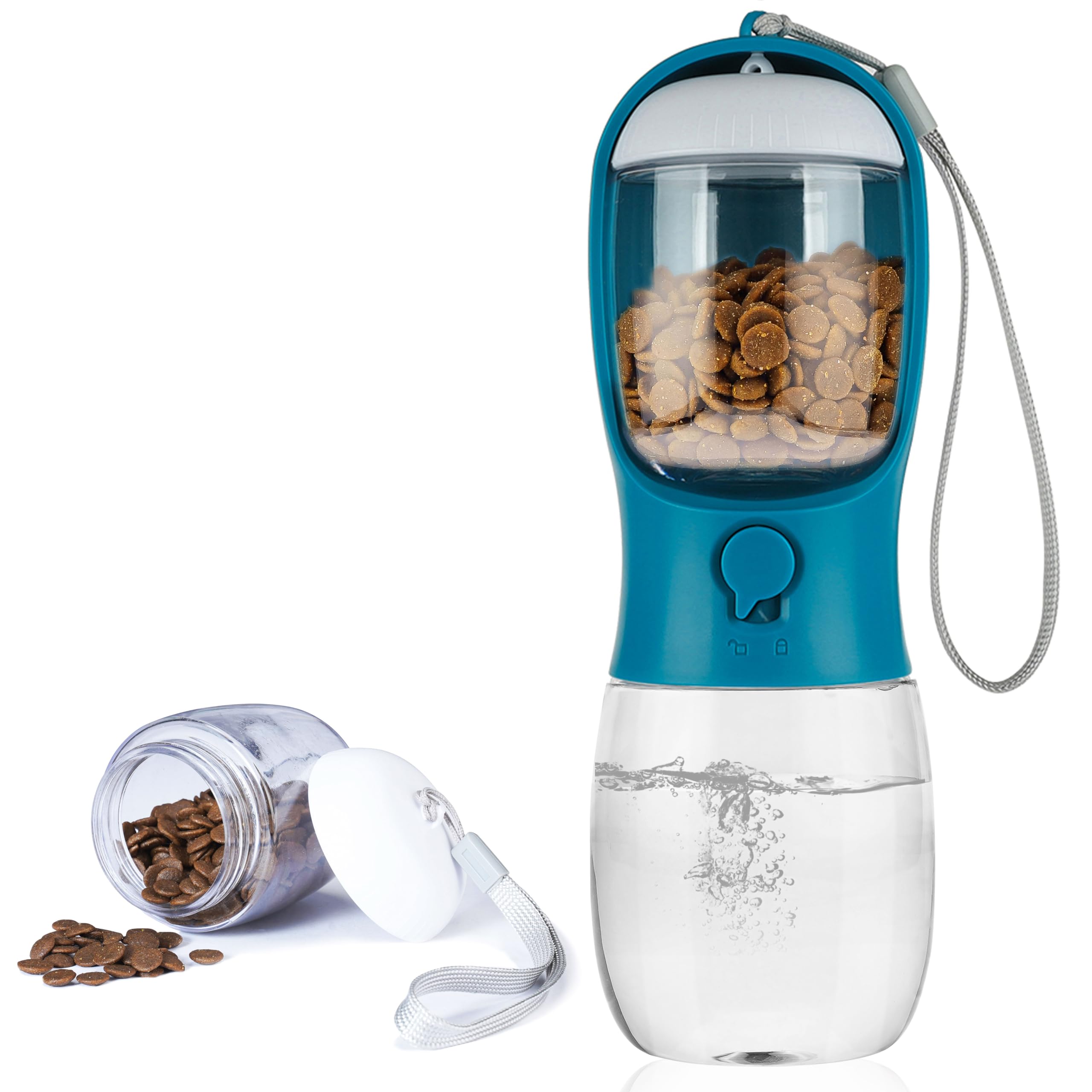 AVELORA Dog Water Bottle,Portable pet Water Bottle with Food Container,Outdoor Portable Water Dispenser for Cat,Rabbit,Puppy and