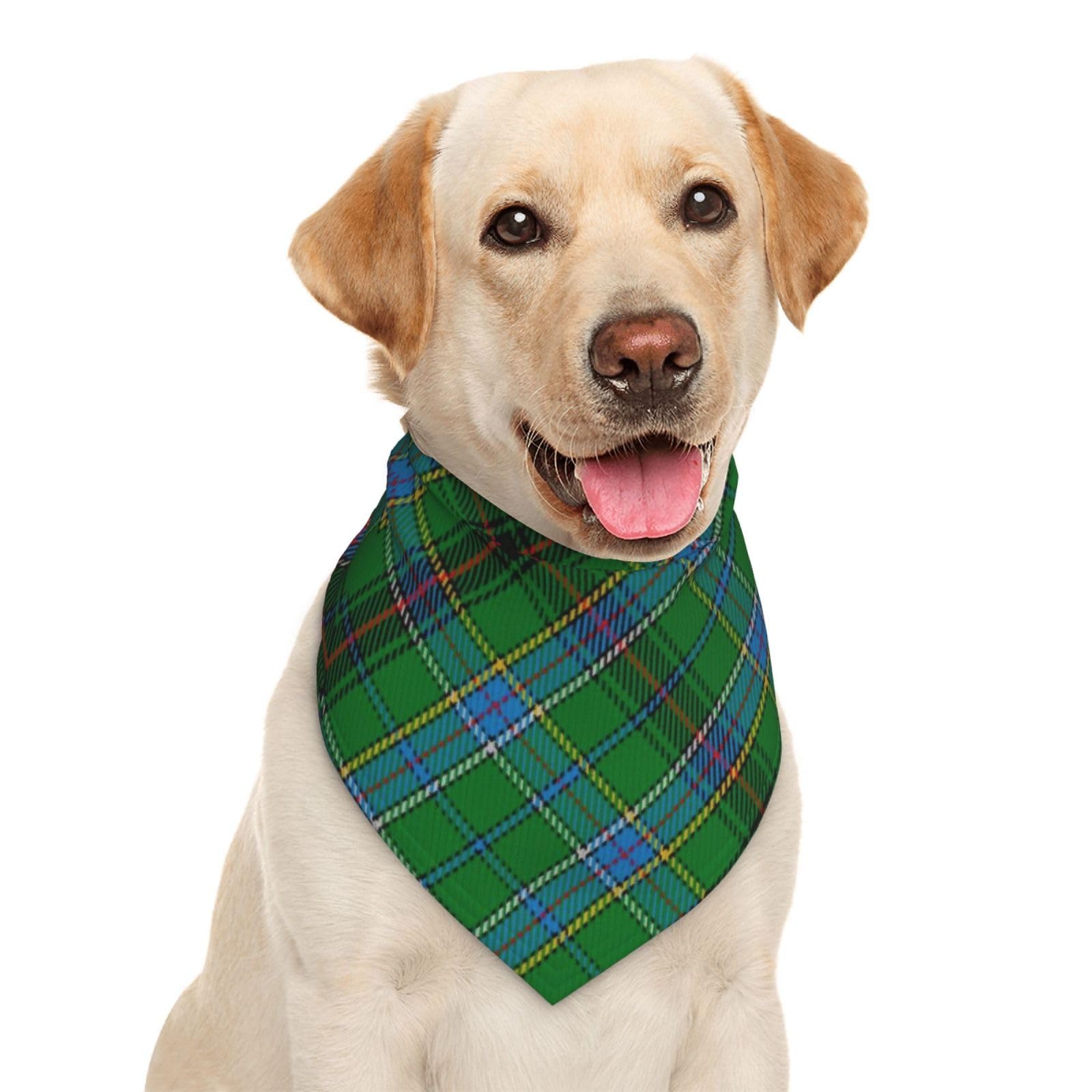 Scots Style Tartan Plaid Teal Dog Bandana Scarf Triangle Bibs Pet Accessories Cat Kerchief