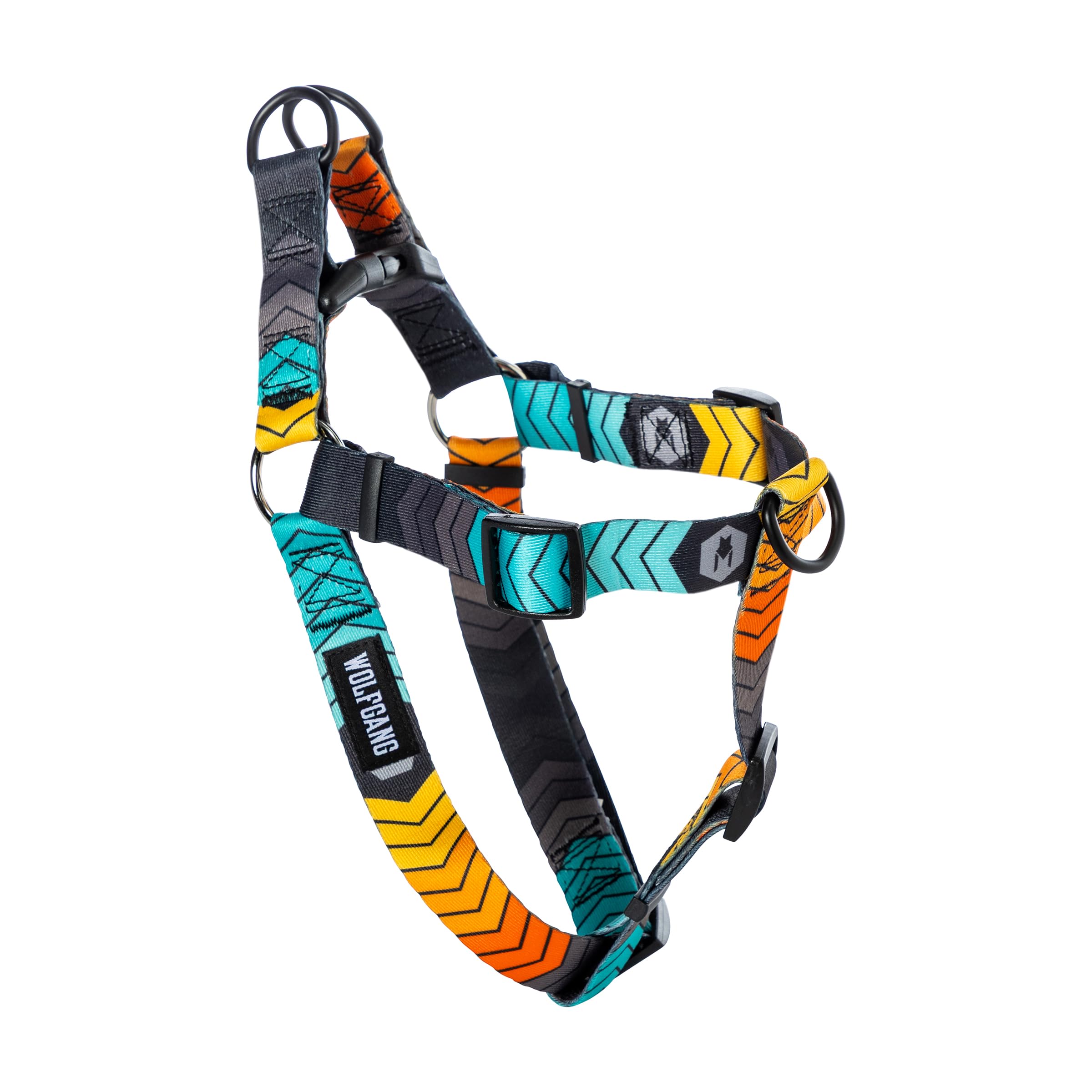 Wolfgang Heavy Duty Adjustable Dog Harness, Pull-Tested To Over 800 Lbs For Walking & Training, Chevtech Print, Small