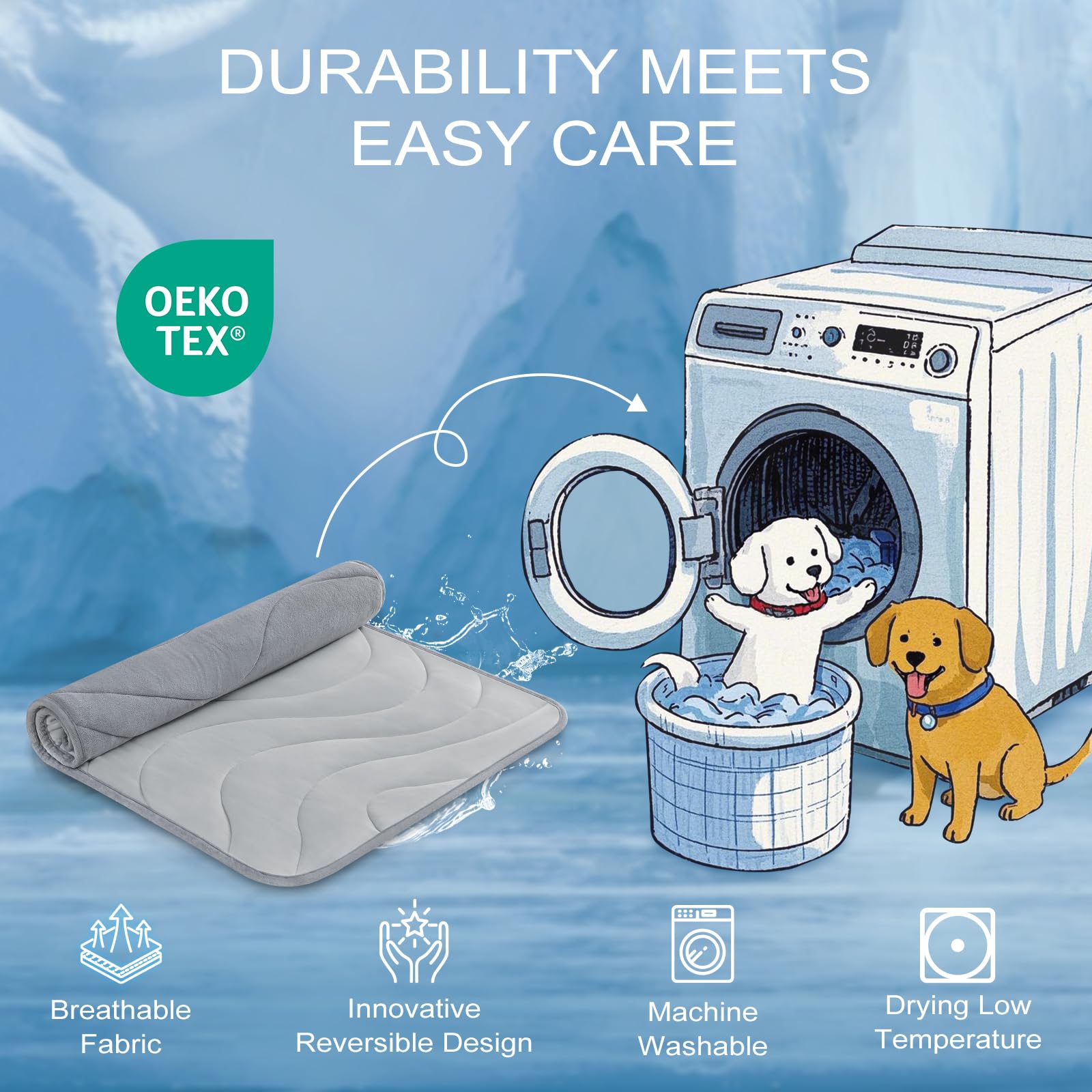 Cozyide Dog Cooling Mat, Small Cooling Mat For Dogs, Reversible Pad For Dog, 28'' L X 22'' W, Light Grey