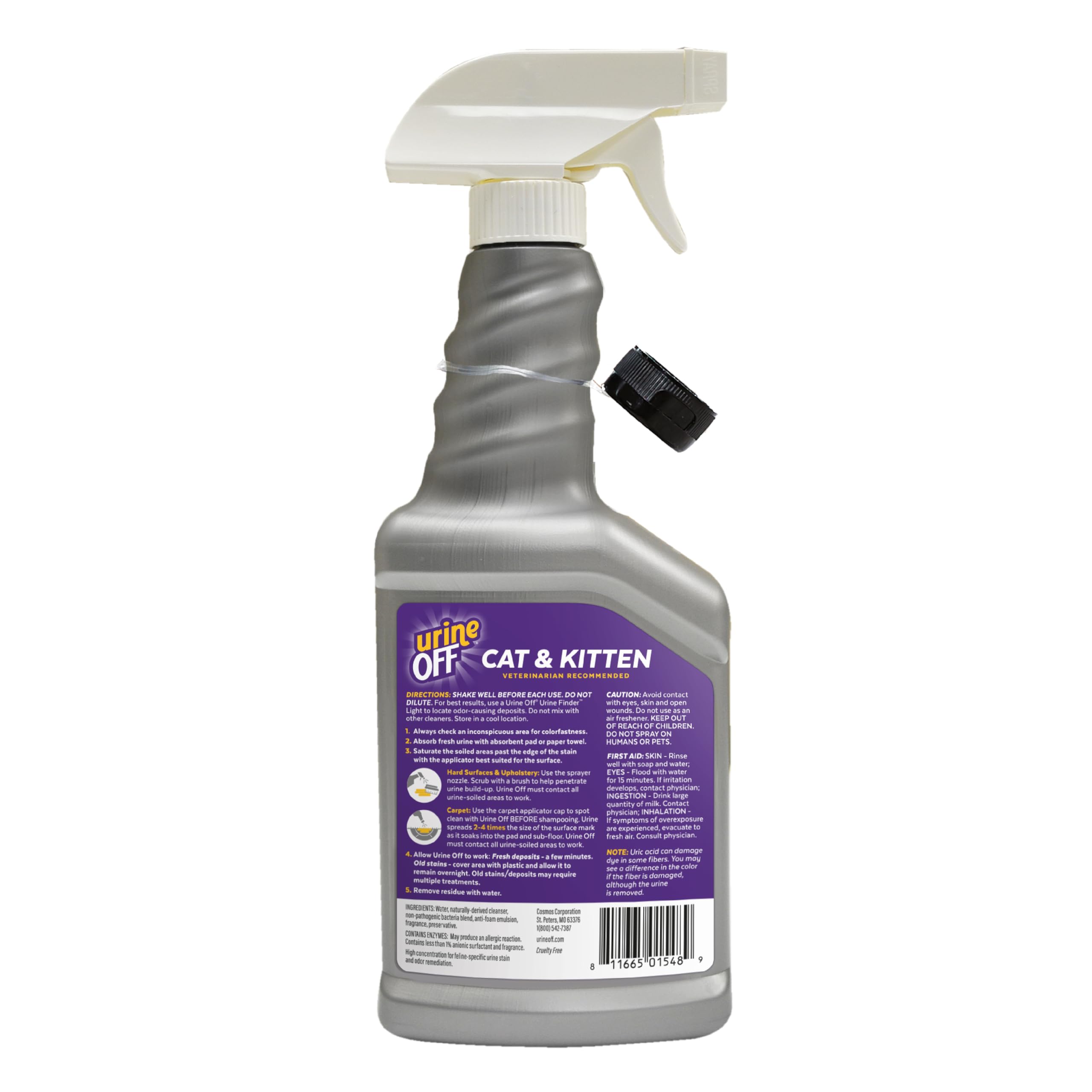 Urine Off Kitten & Cat Odor & Stain Remover | Fresh Scent Carpet Cleaner Spray | Bio Enzymatic Stain & Urine Odor Eliminator | Pet Safe Cleaner | 16.9 Oz.