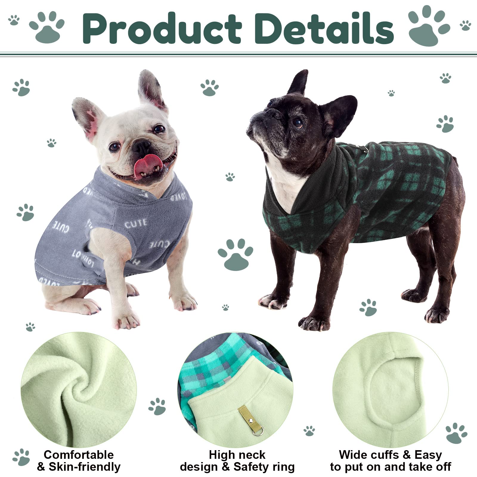 Weewooday 4 Pieces Winter Fabric Dog Sweater with Leash Ring Fleece Vest Dog Pullover Jacket Warm Pet Dog Clothes for Puppy Smal