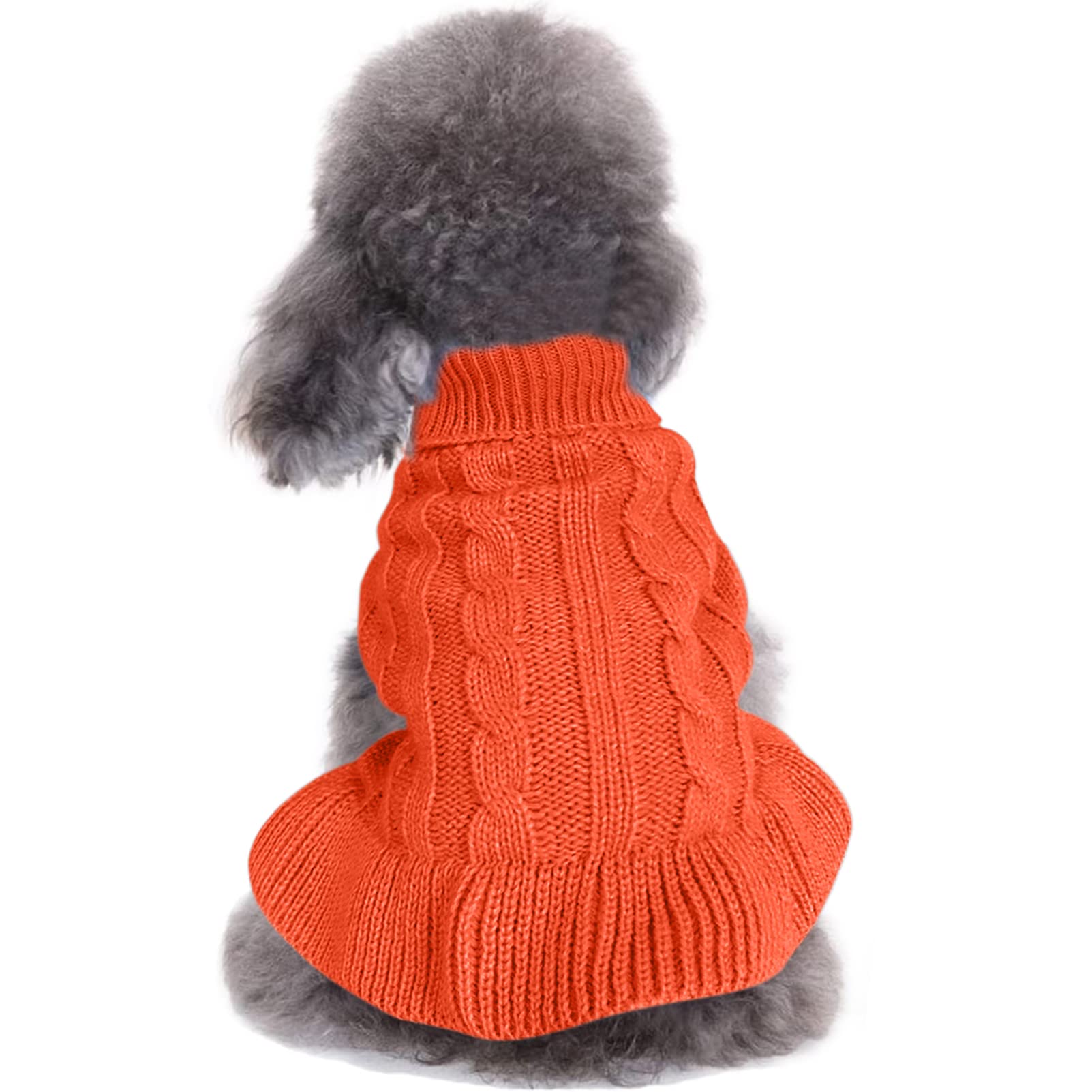 Chborchicen Small Dog Sweaters Knitted Pet Cat Warm Dog Sweatshirt Winter Clothes Kitten Puppy Sweater (Xs, Dress-Orange)